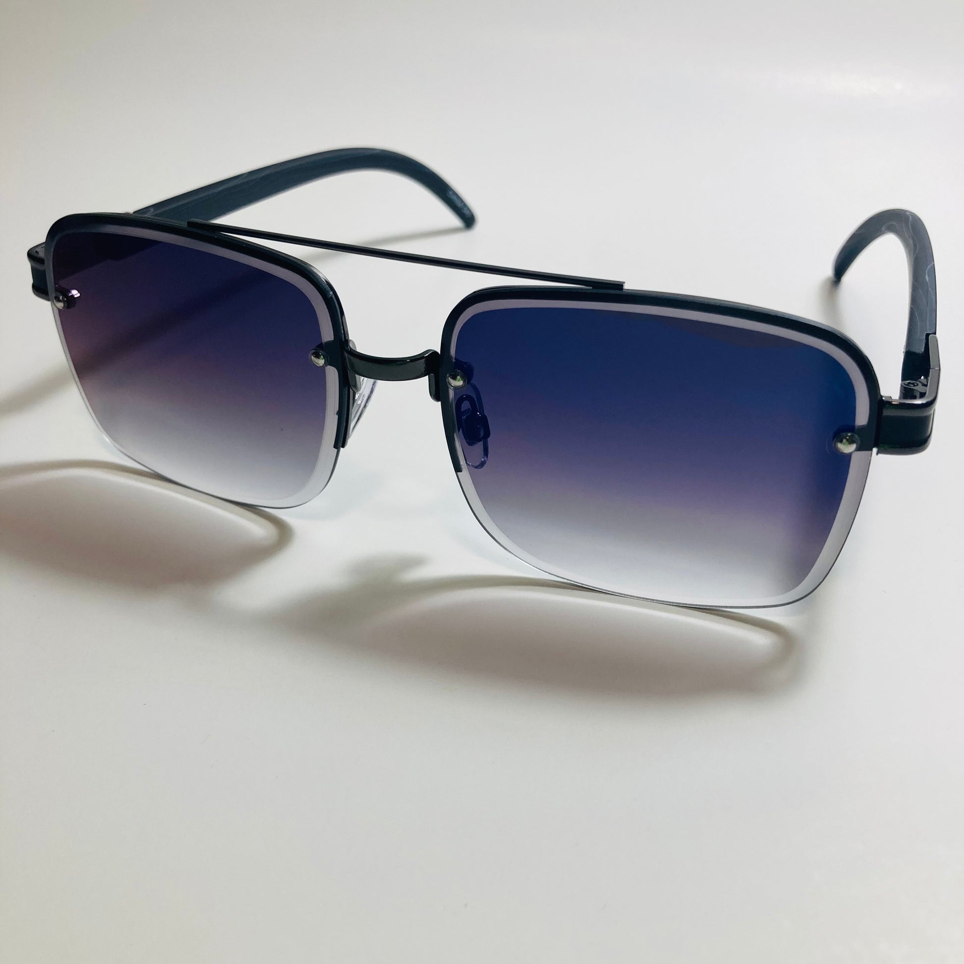 mens and womens blue and black mirrored aviator sunglasses