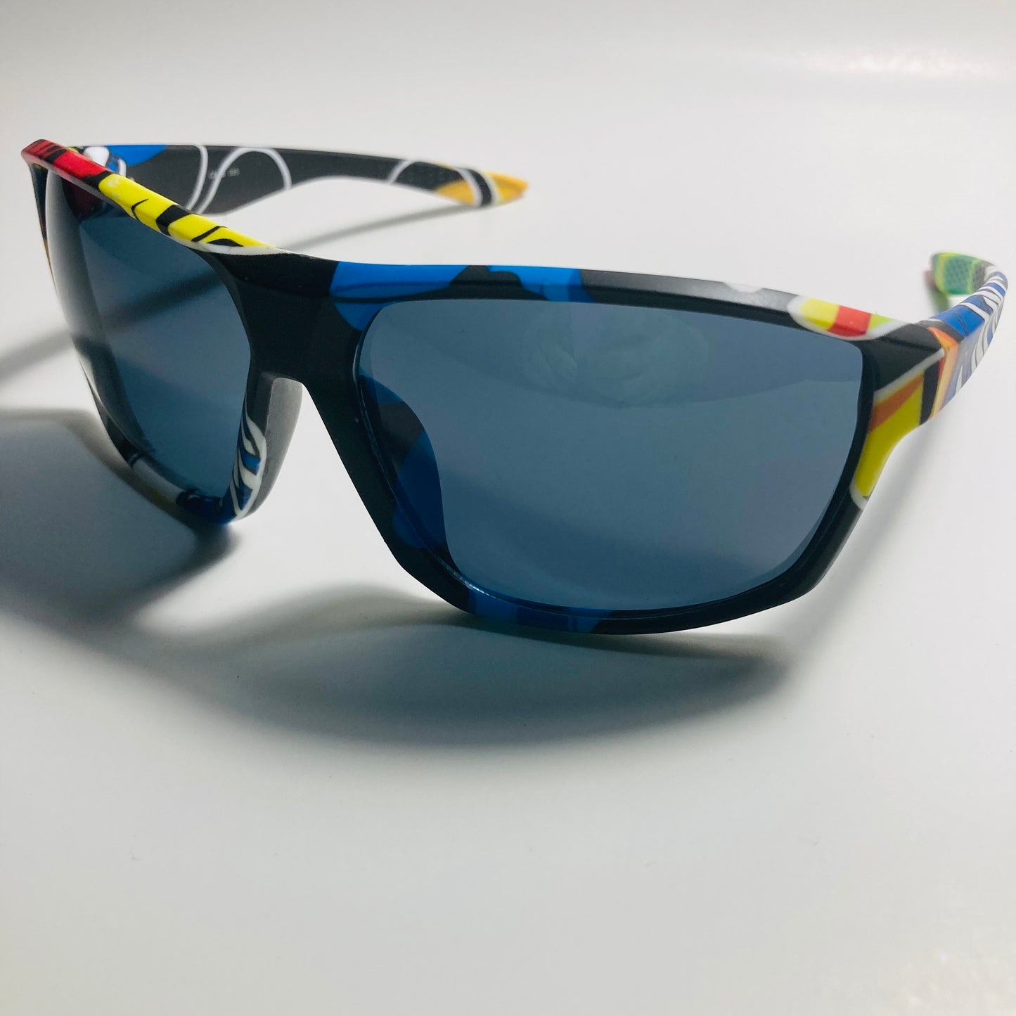 mens comic and black wrap around sunglasses