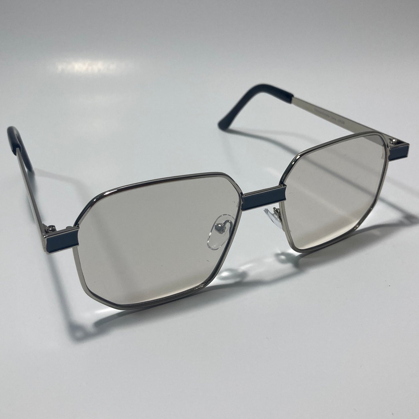 mens and womens silver and gray square sunglasses