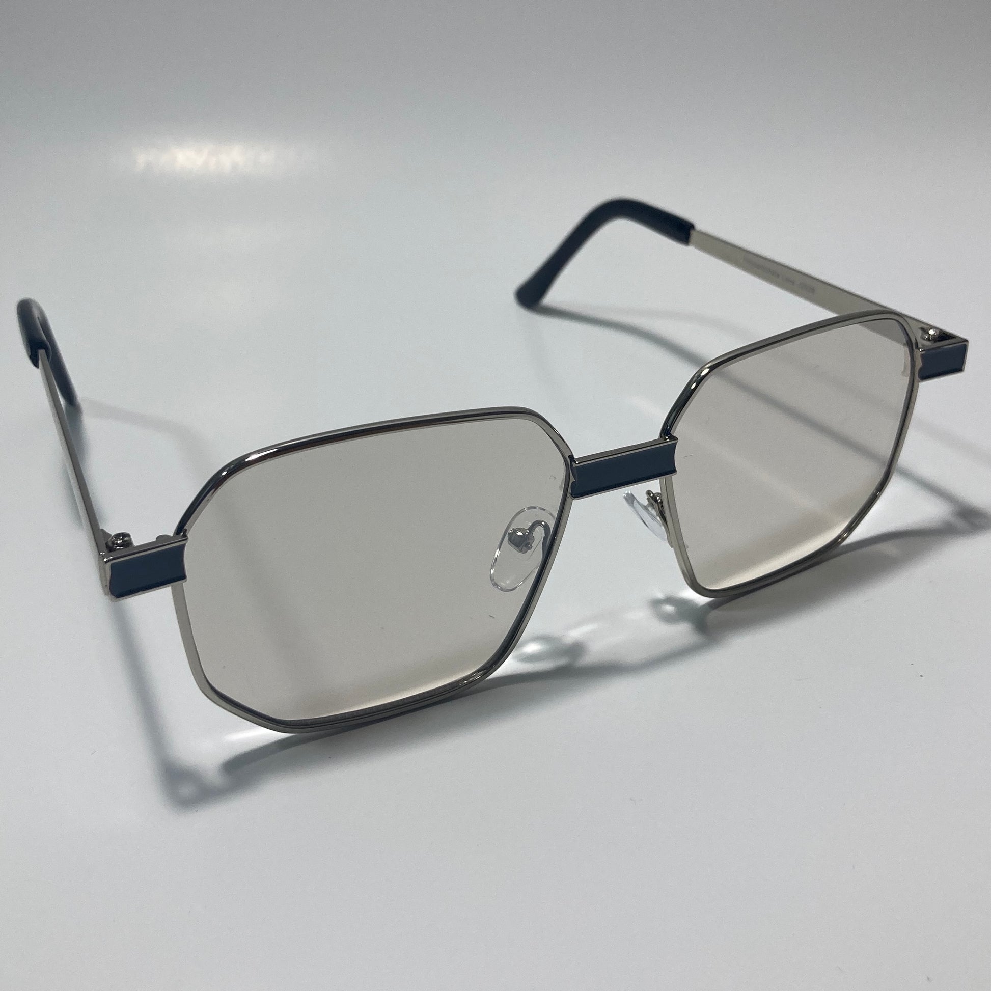 mens and womens silver and gray square sunglasses