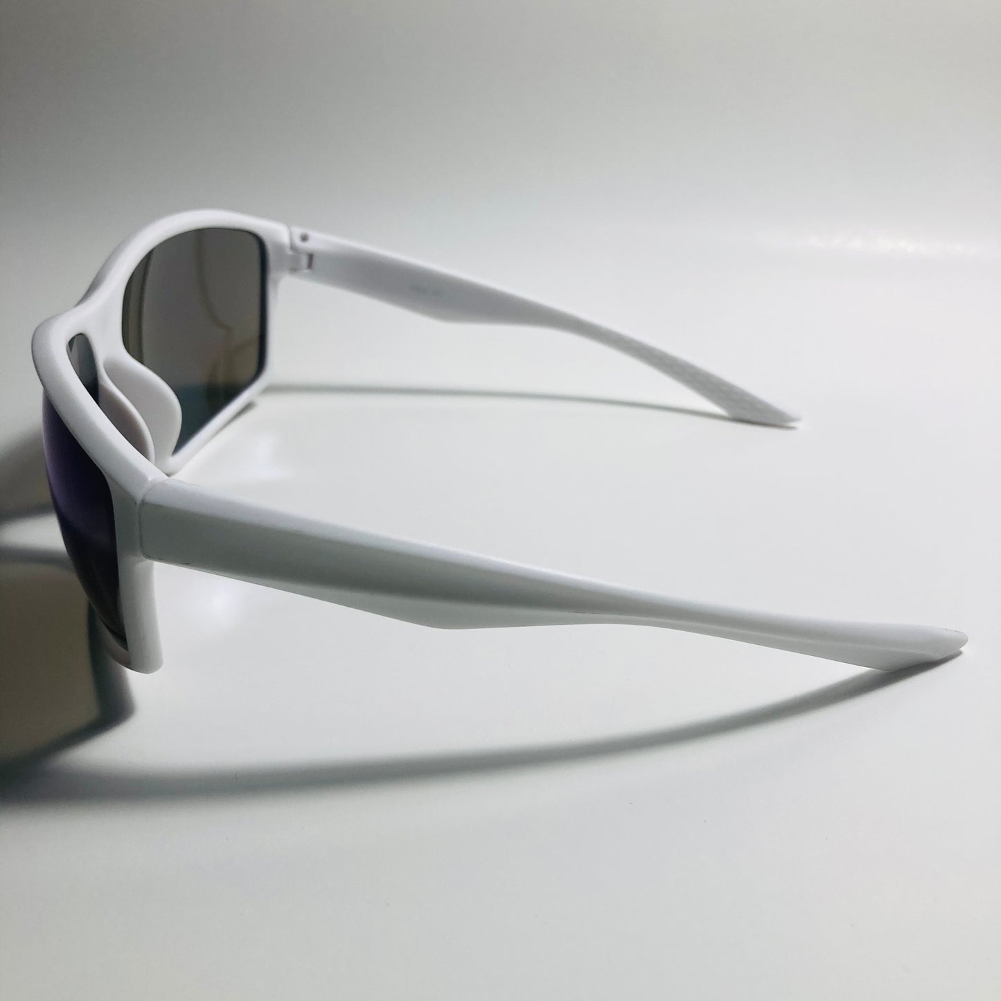 mens white and blue wrap around sunglasses