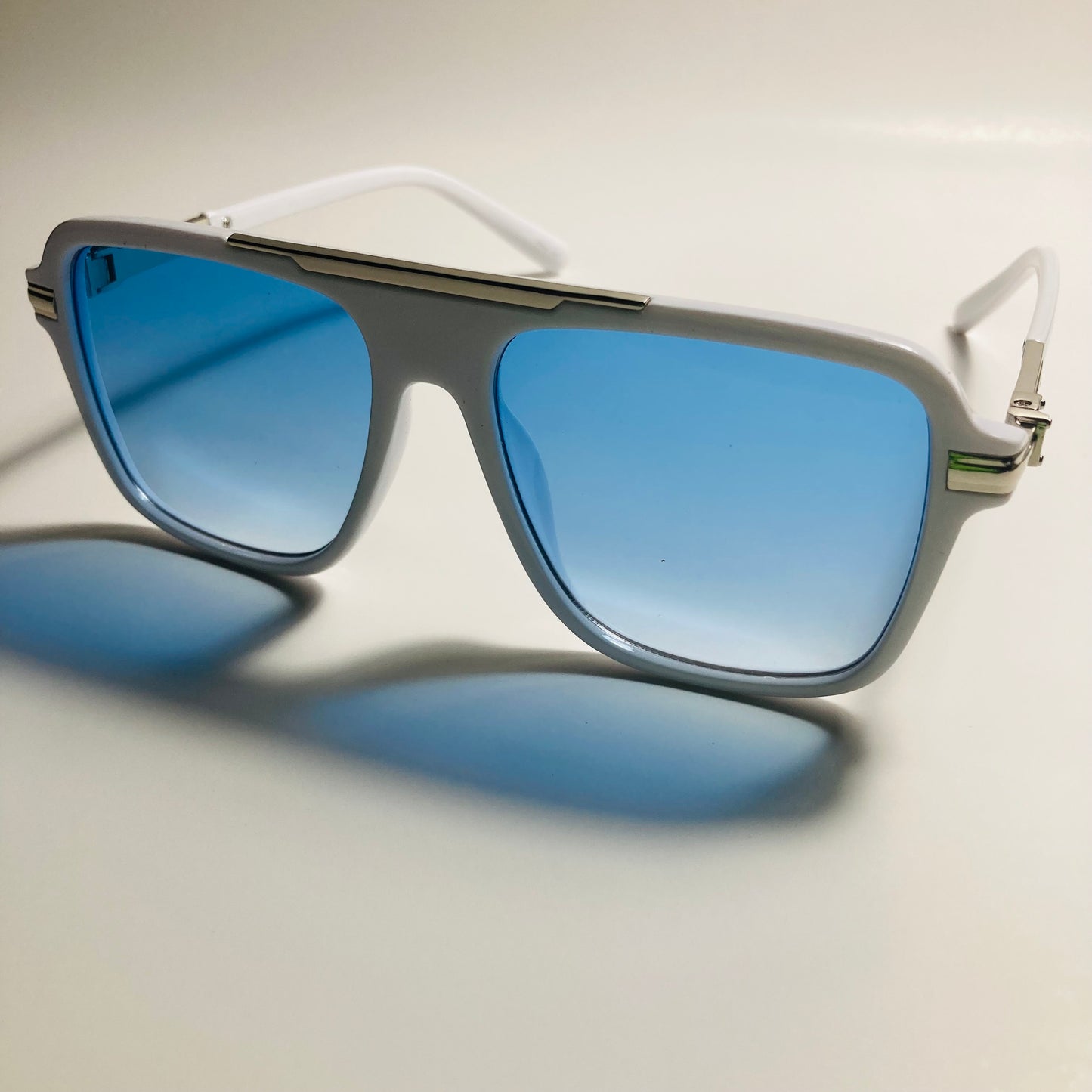mens and womens white and blue aviator sunglasses
