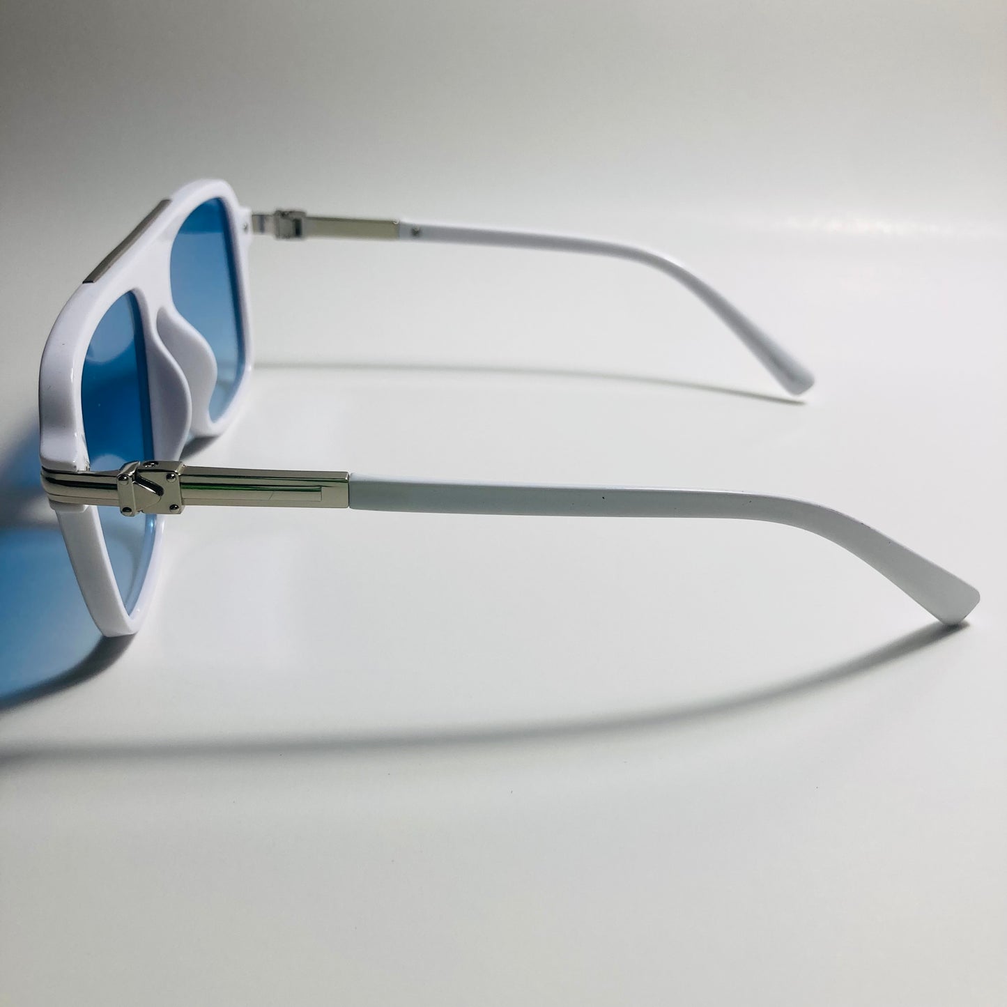 mens and womens white and blue aviator sunglasses