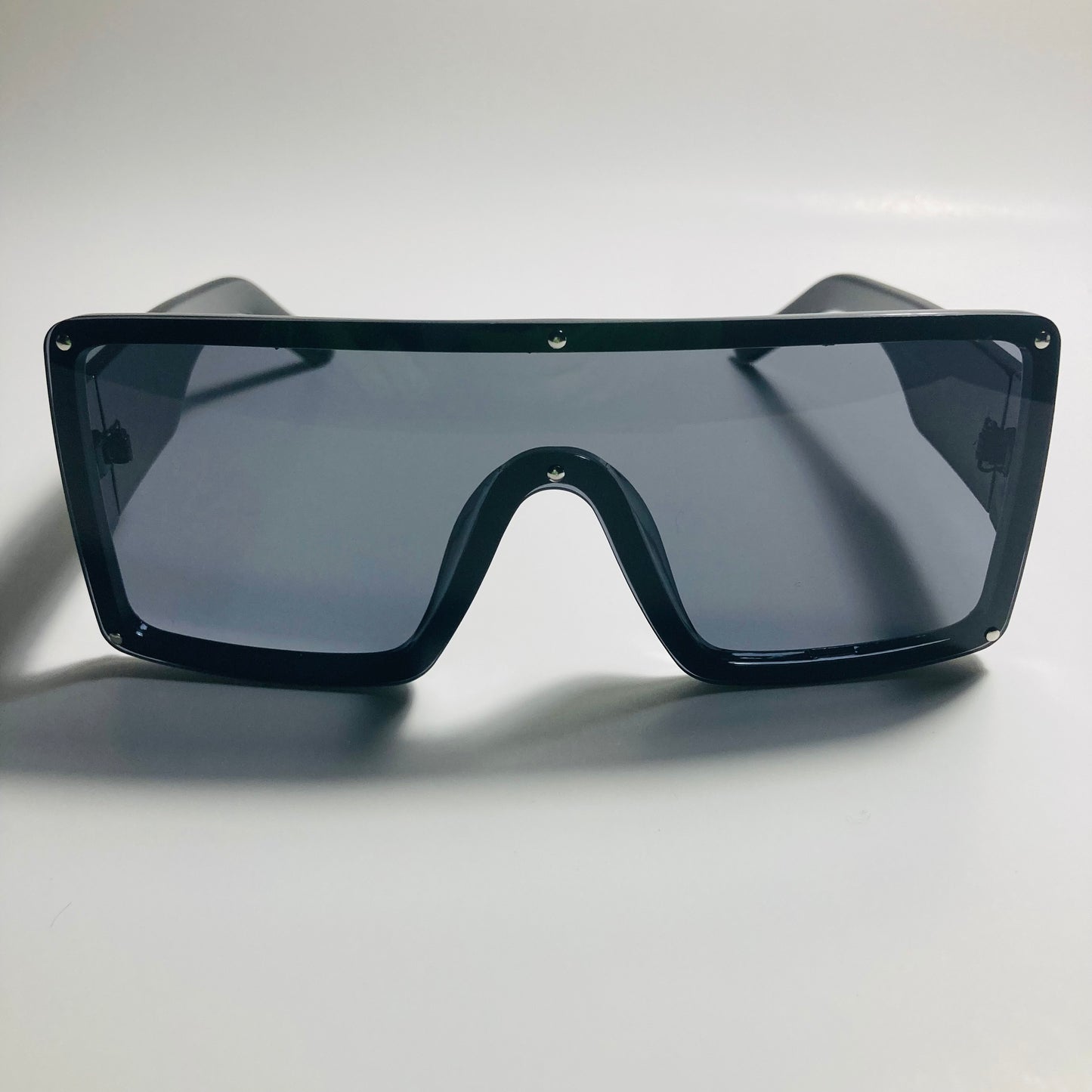 womens black oversize shield sunglasses with rhinestones