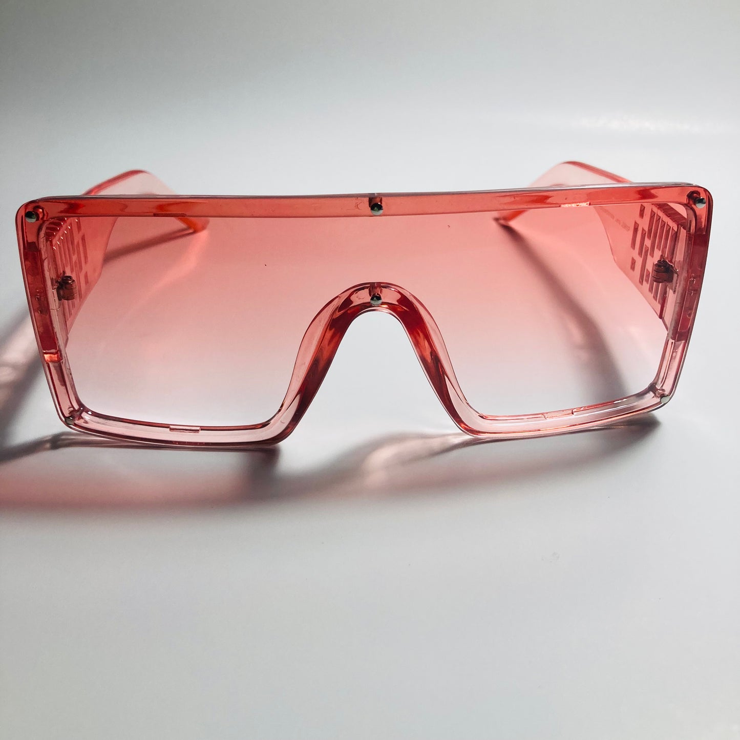 womens pink oversize shield sunglasses with rhinestones