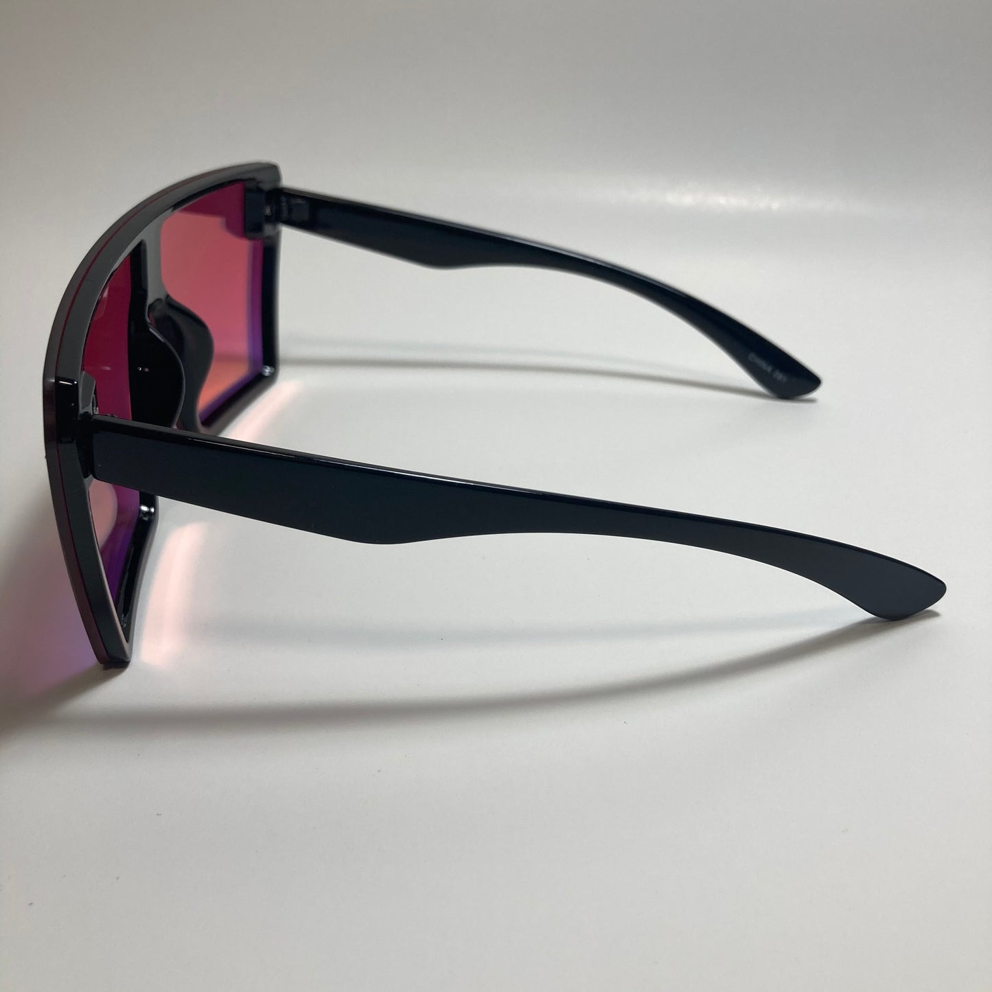 womens orange and black mirrored shield sunglasses
