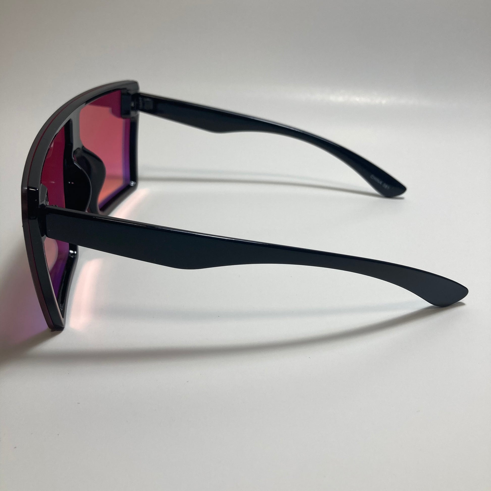 womens orange and black mirrored shield sunglasses