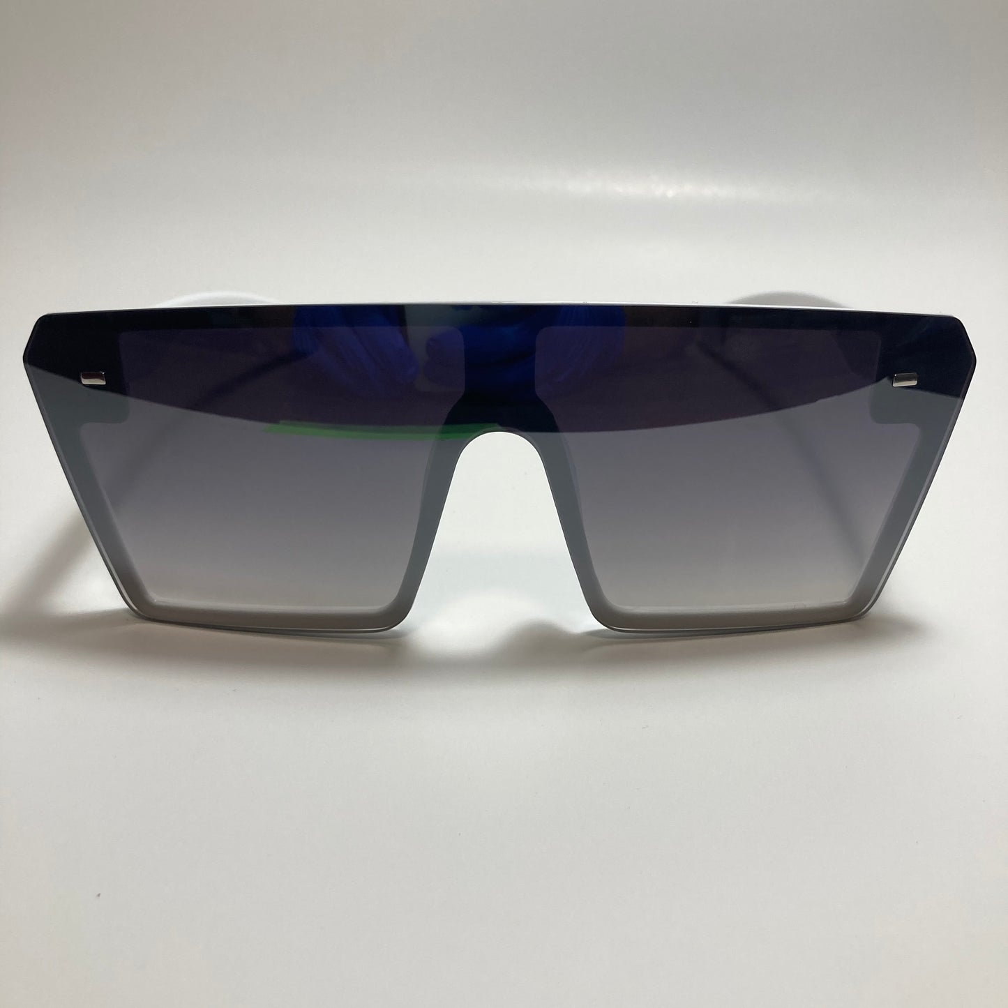 womens white and gray mirrored shield sunglasses
