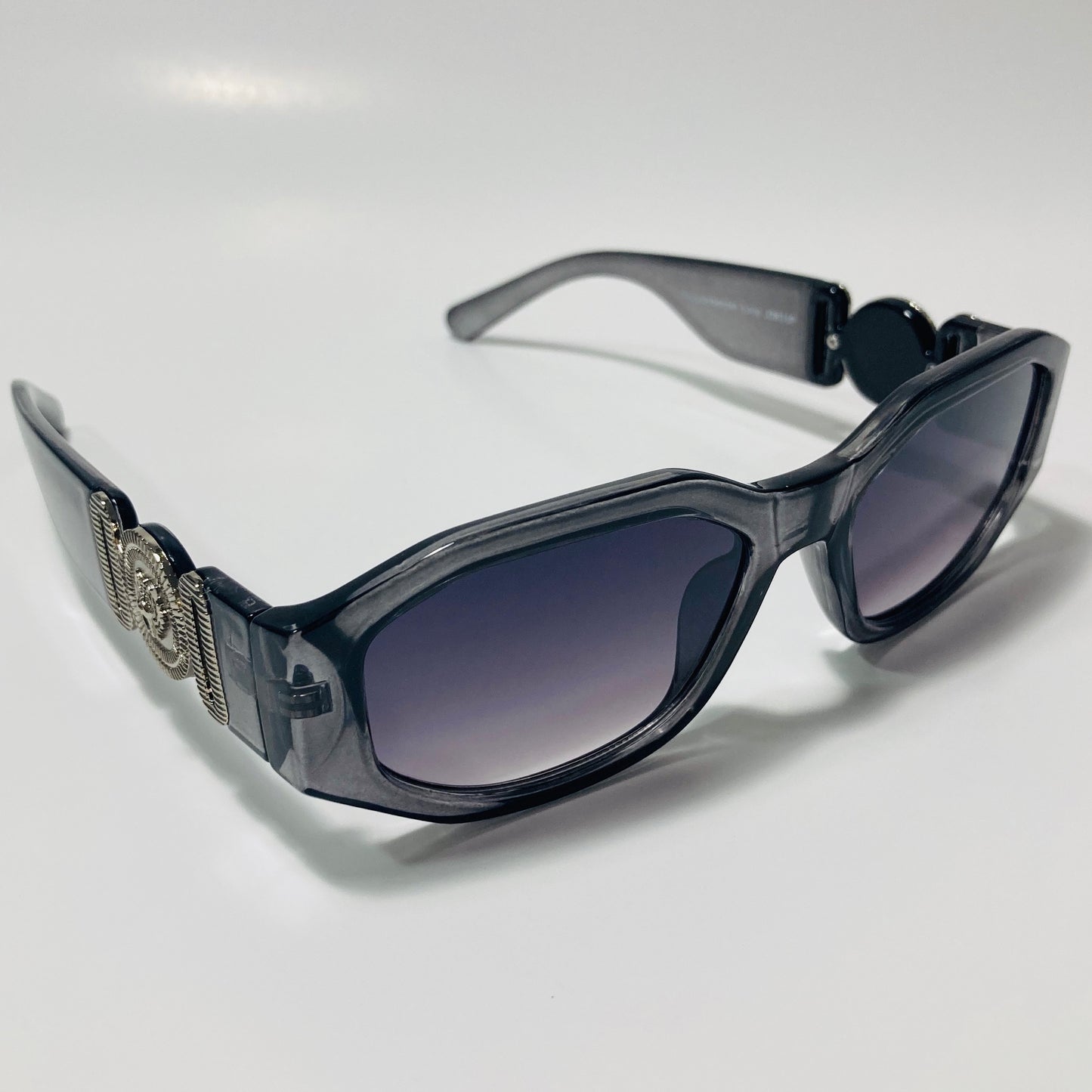 mens and womens gray and silver biggie sunglasses