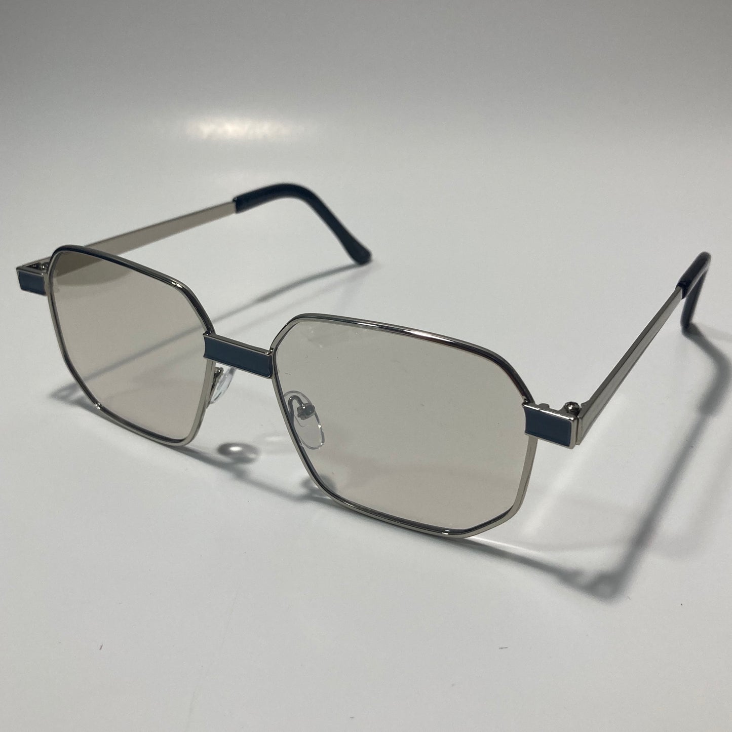 mens and womens silver and gray square sunglasses