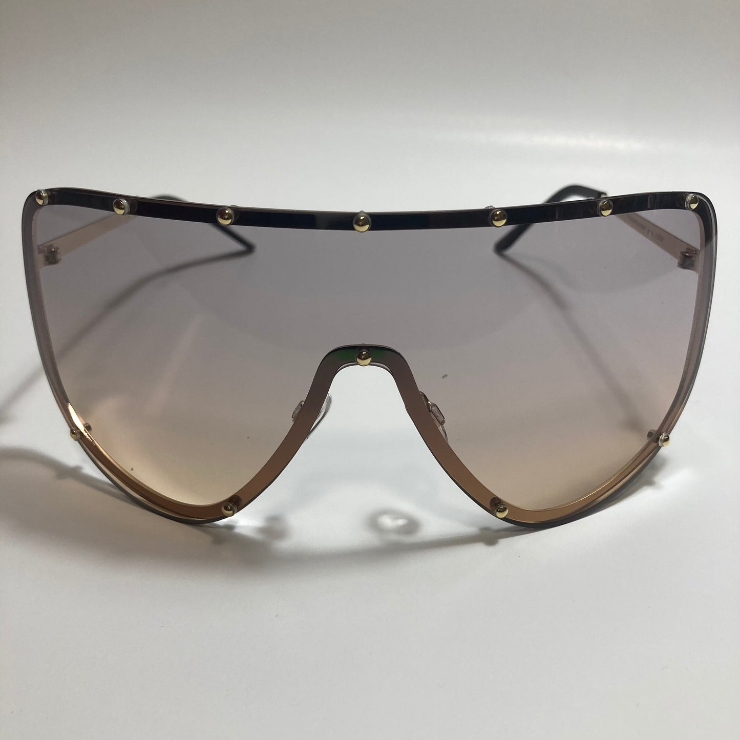 womens brown and gold oversize shield sunglasses