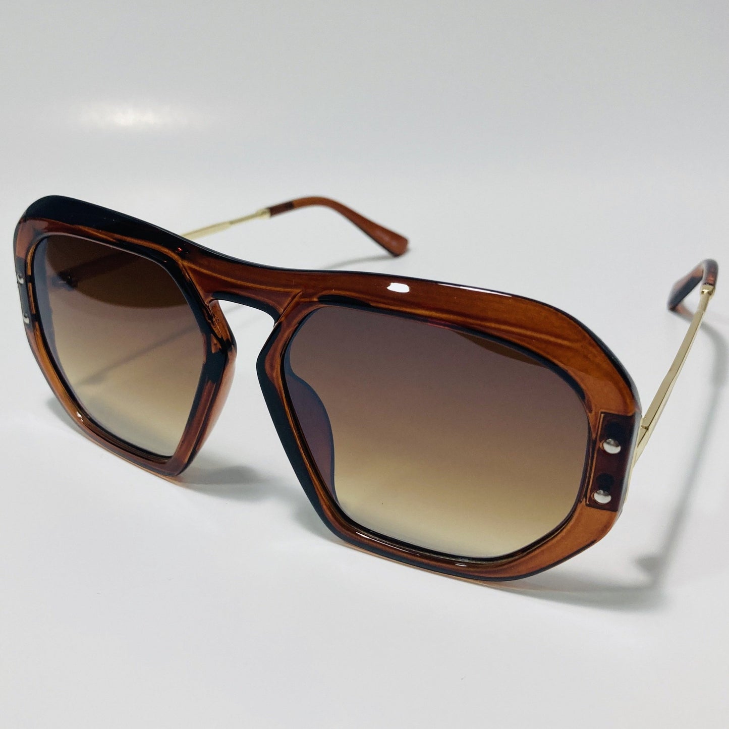 womens brown and gold oversize sunglasses