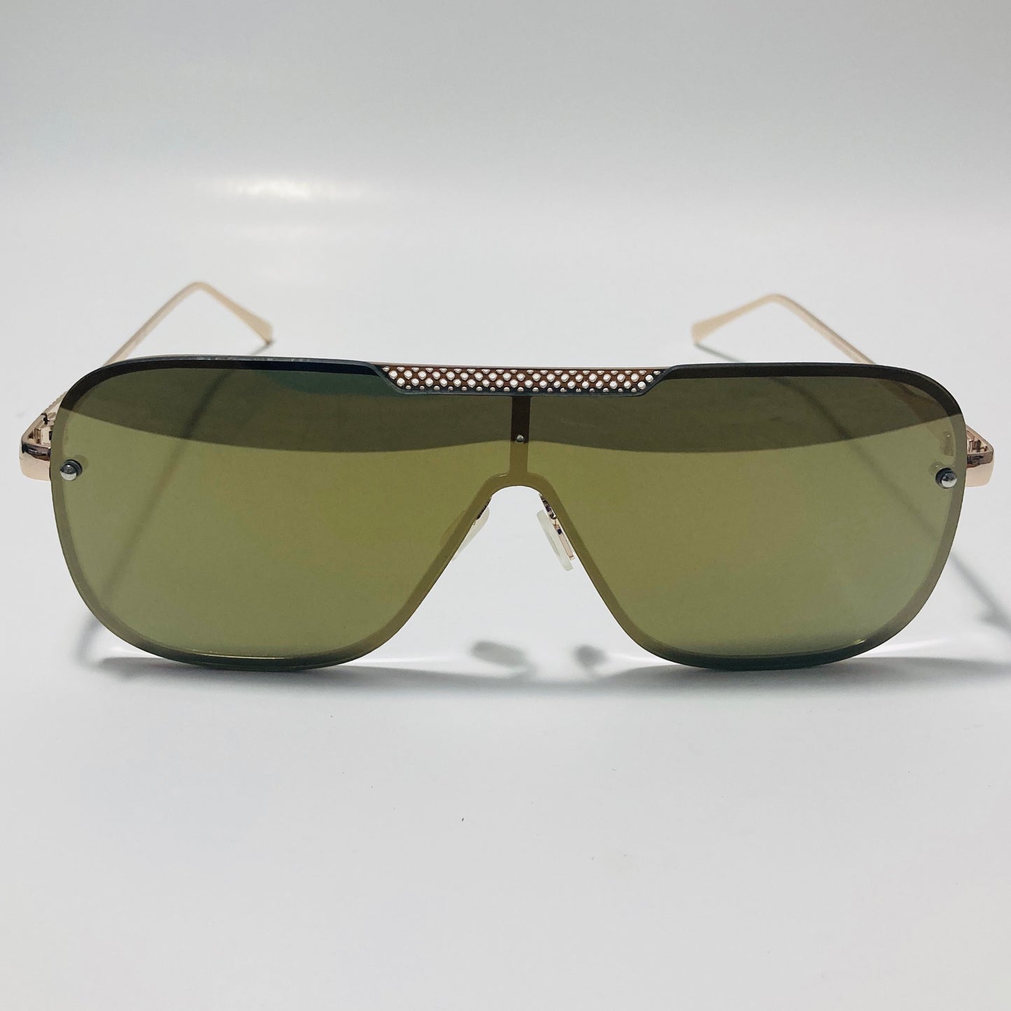 mens and womens gold and green mirrored aviator sunglasses