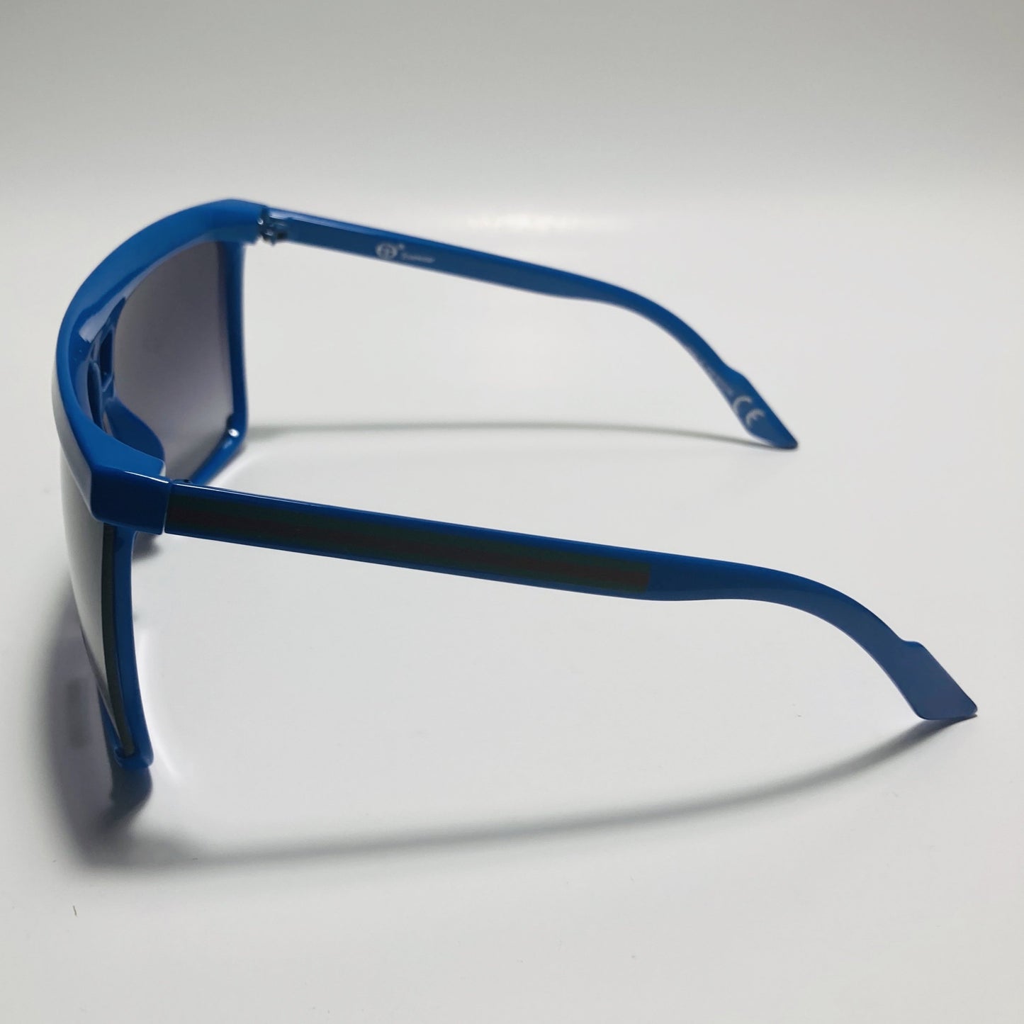mens and womens blue and black shield sunglasses