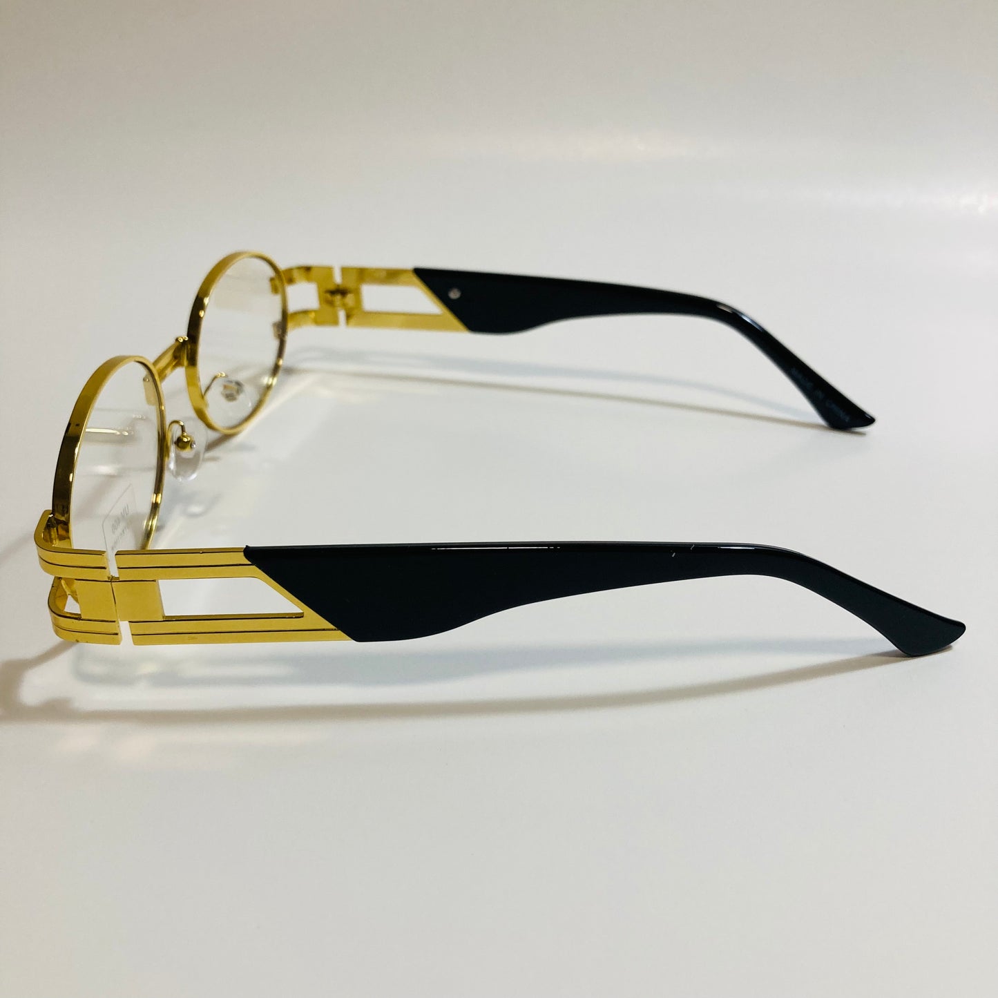mens and womens gold and clear round sunglasses