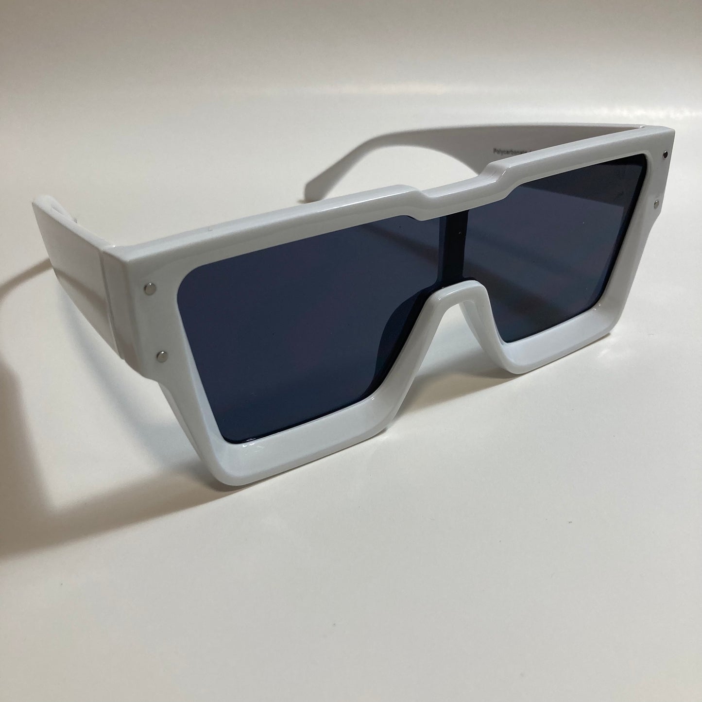 mens and womens black and white oversize square sunglasses