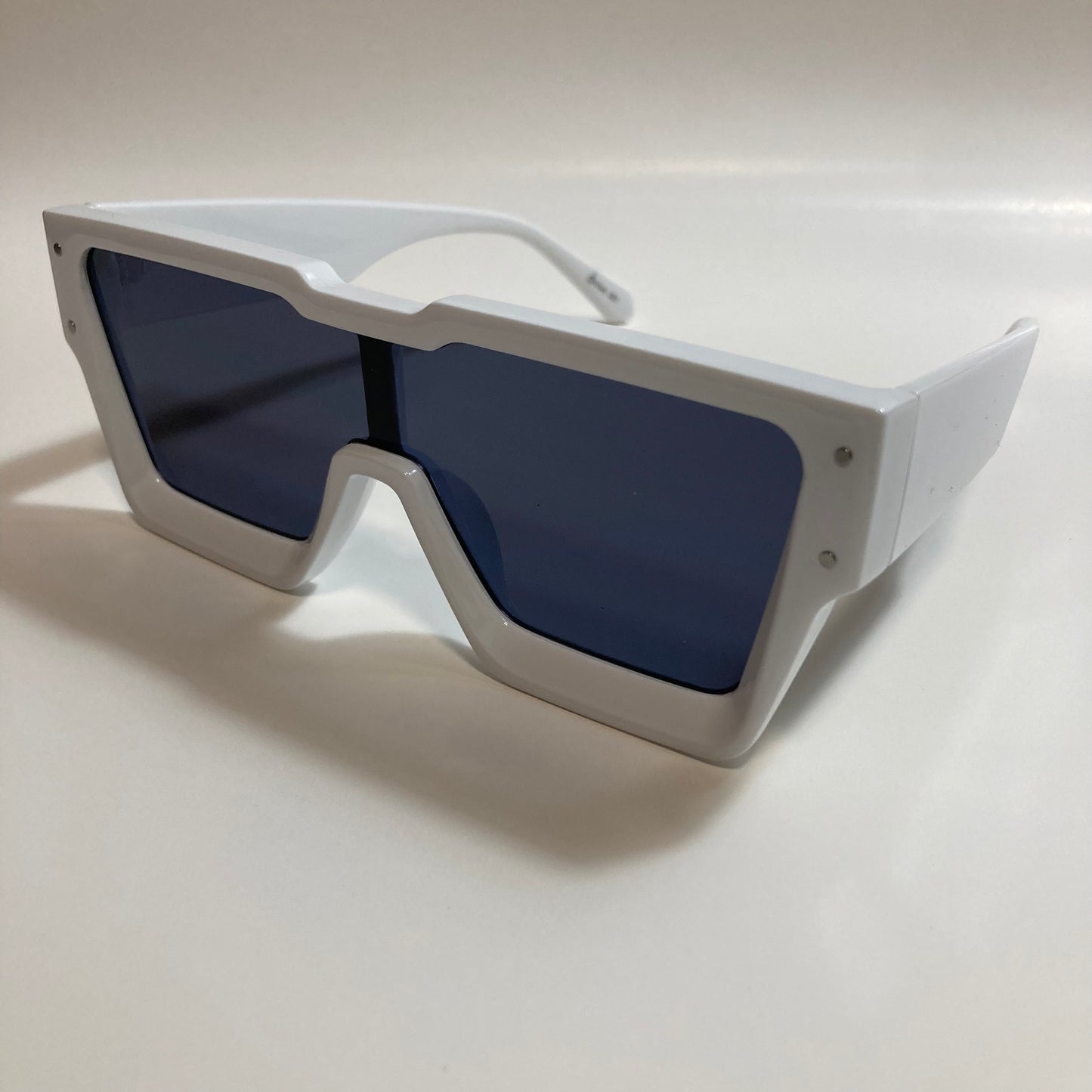 mens and womens black and white oversize square sunglasses