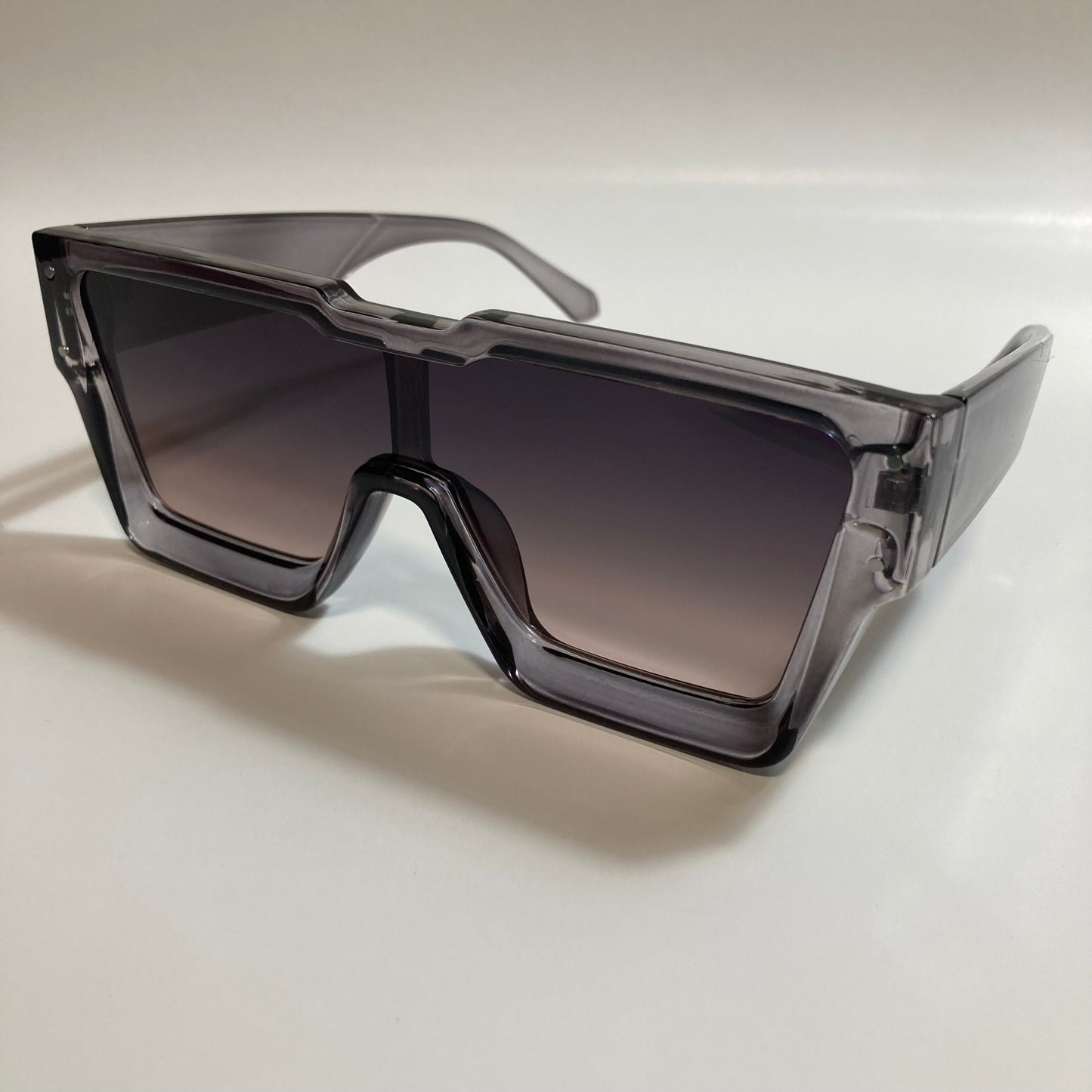 mens and womens gray oversize square sunglasses