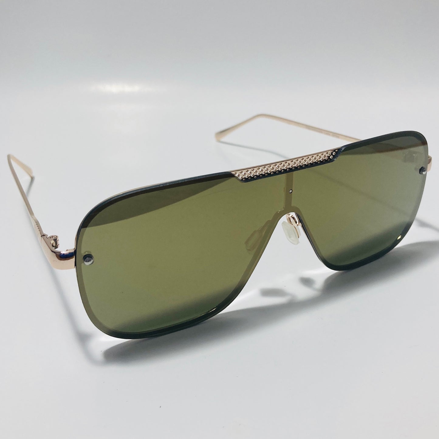 mens and womens gold and green mirrored aviator sunglasses