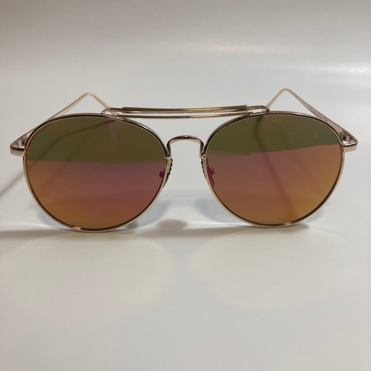mens and womens gold and orange mirrored aviator sunglasses