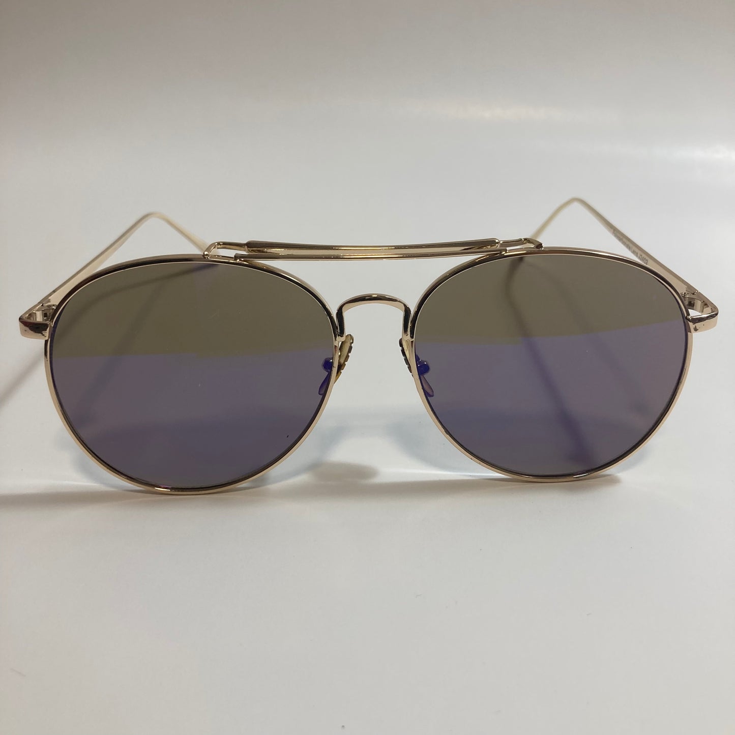 mens and womens gold and purple mirrored aviator sunglasses