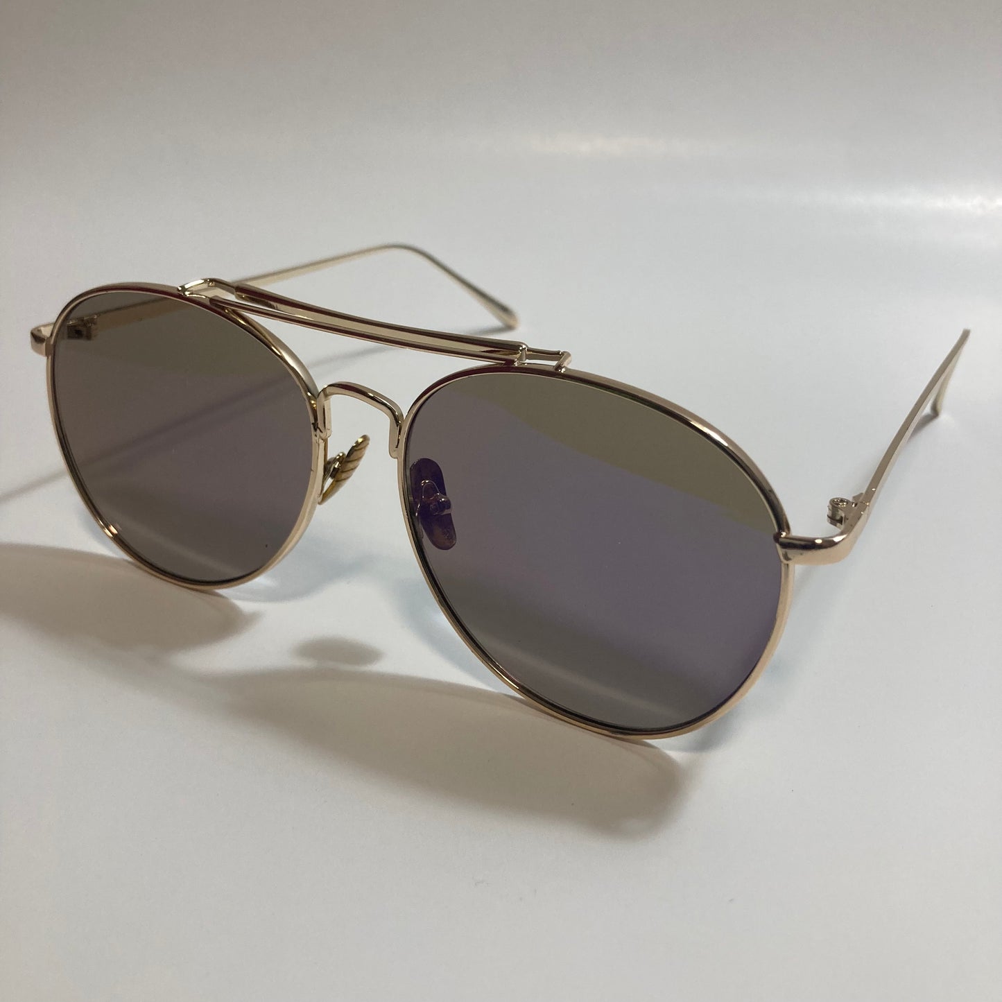 mens and womens gold and purple mirrored aviator sunglasses