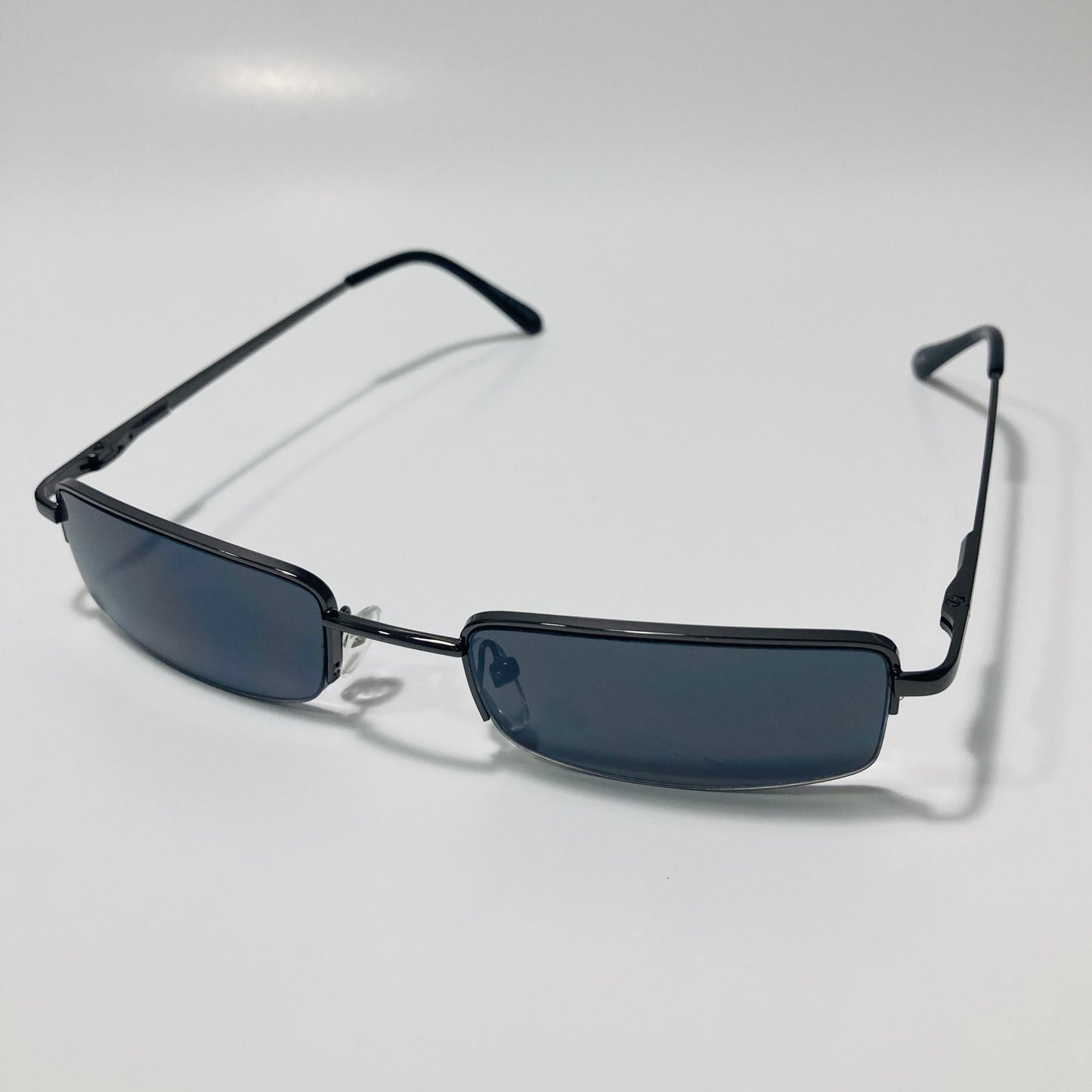 womens and mens black metal square sunglasses