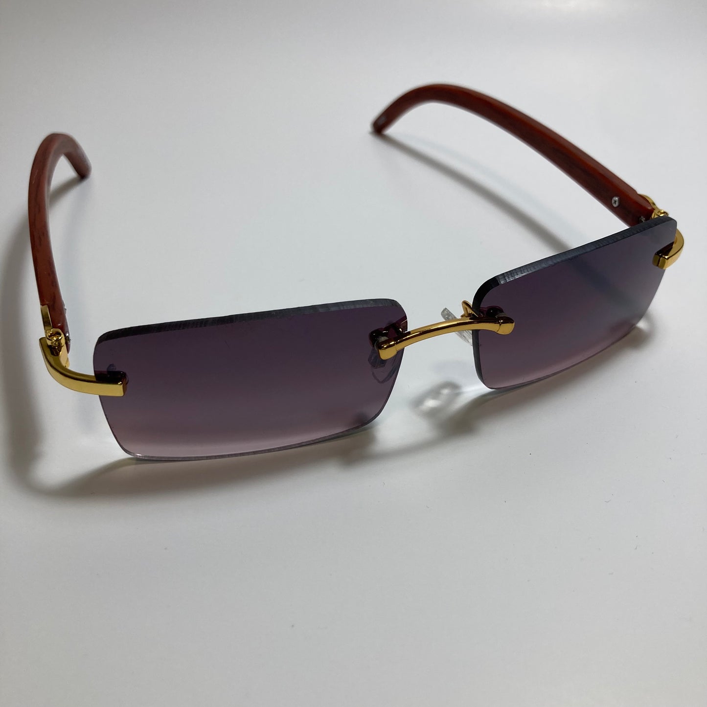 mens and womens black rimless square sunglasses