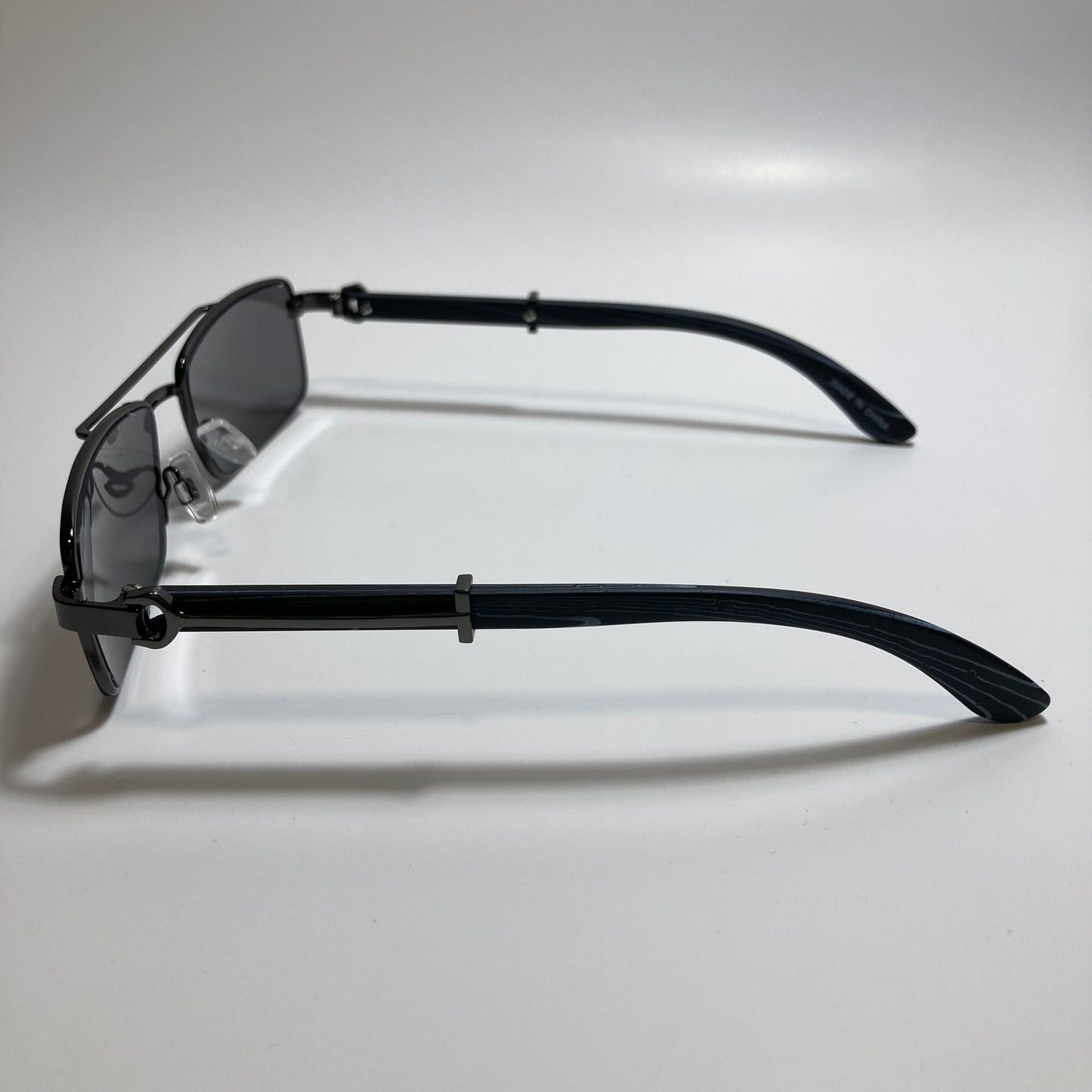 womens and mens black and black square metal sunglasses