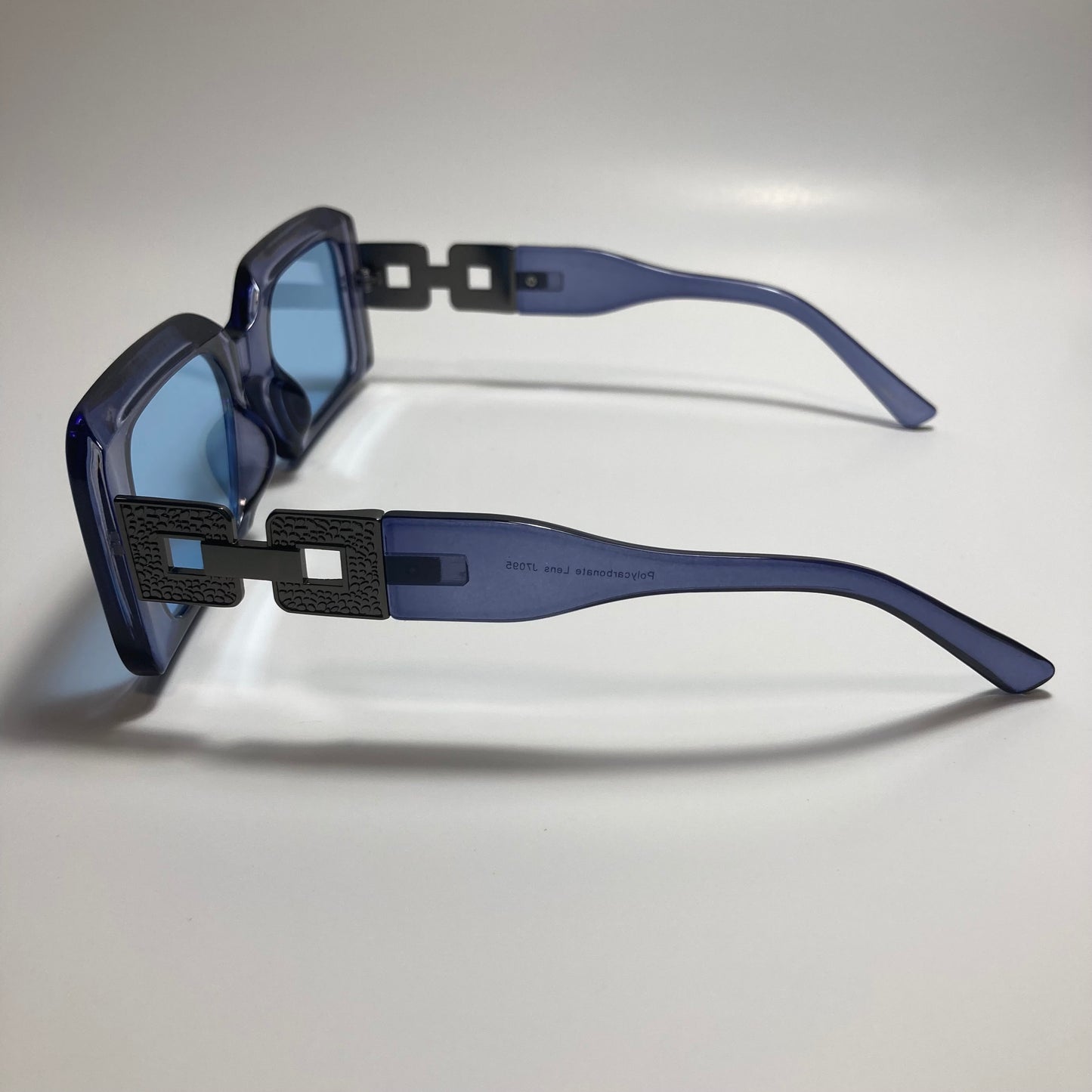 womens blue and silver square sunglasses