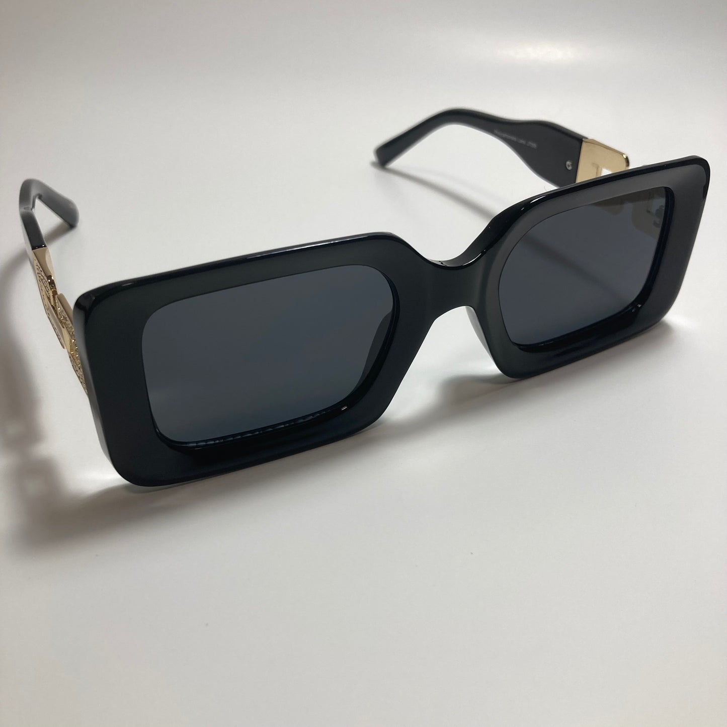 womens black and gold square sunglasses