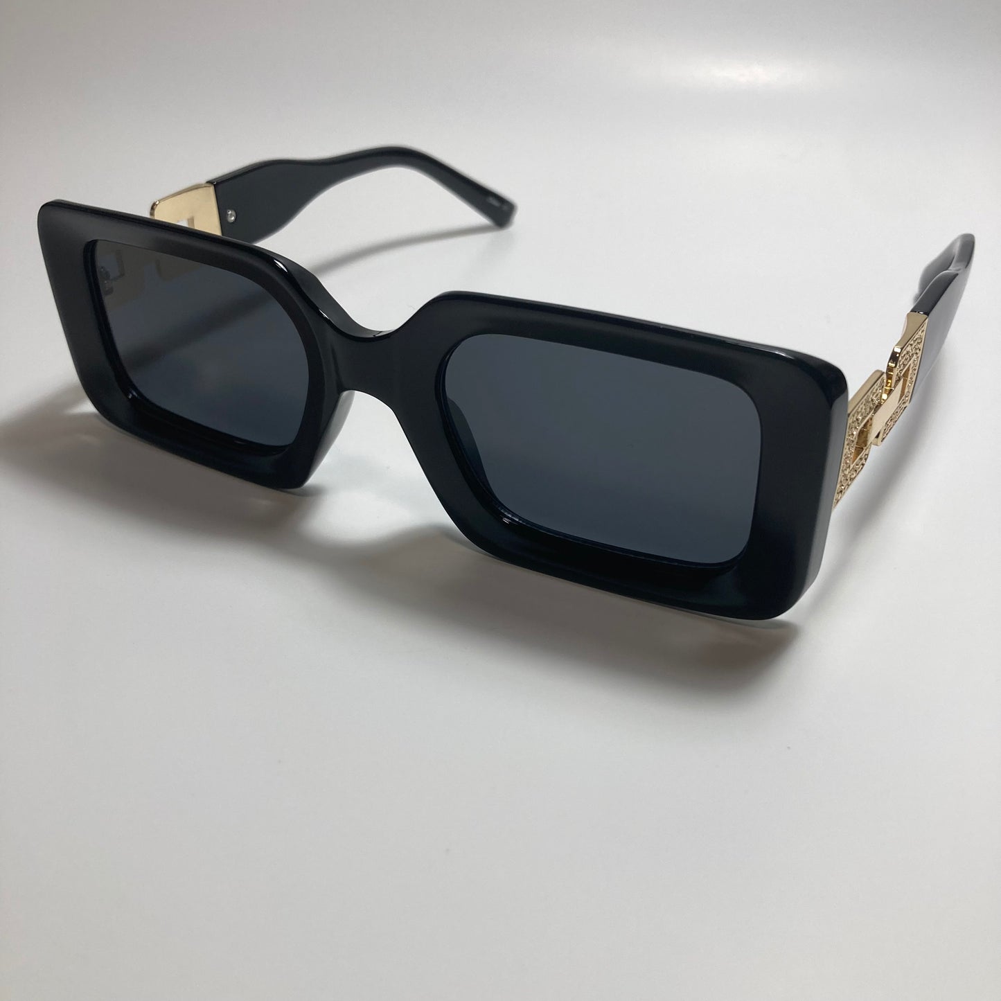 womens black and gold square sunglasses