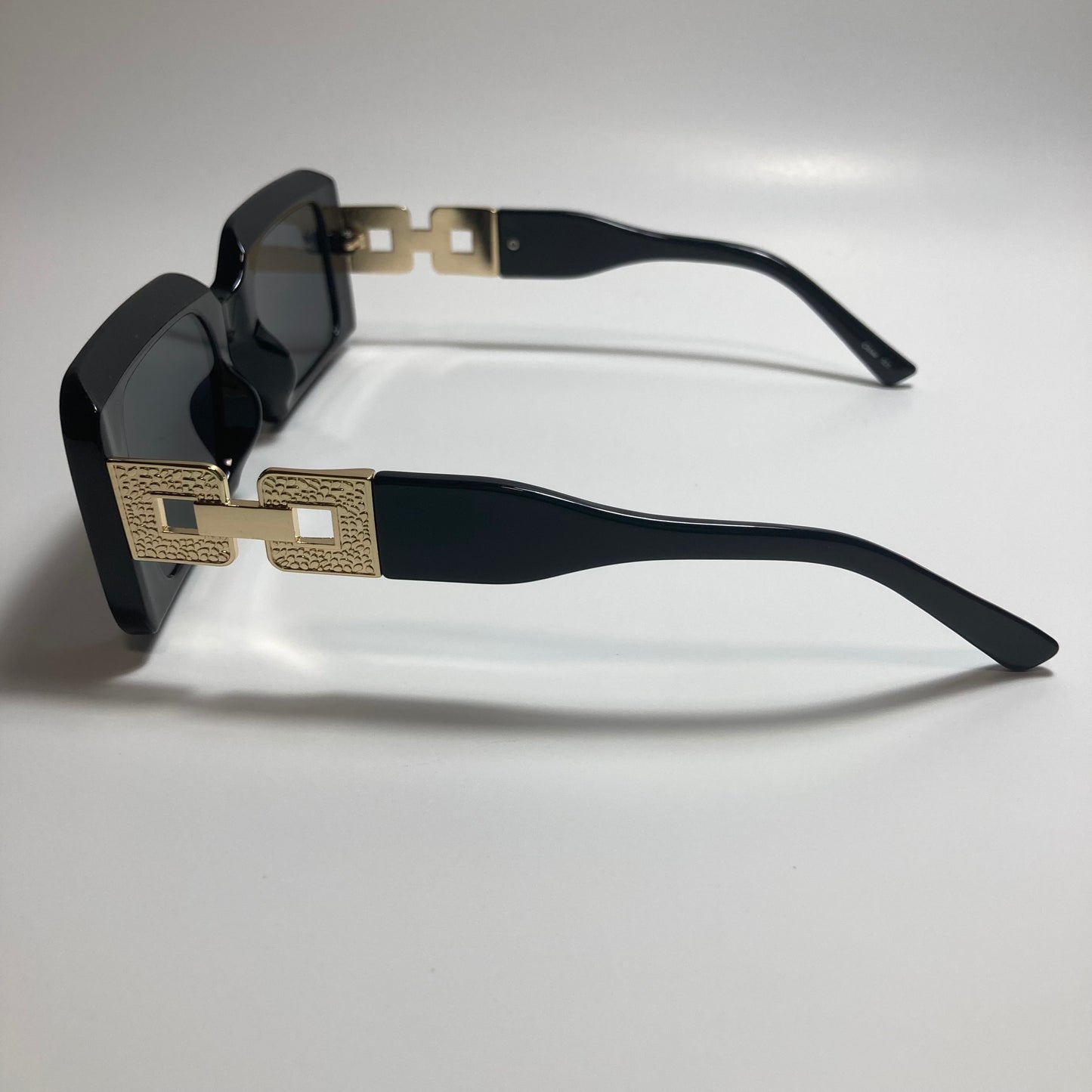 womens black and gold square sunglasses
