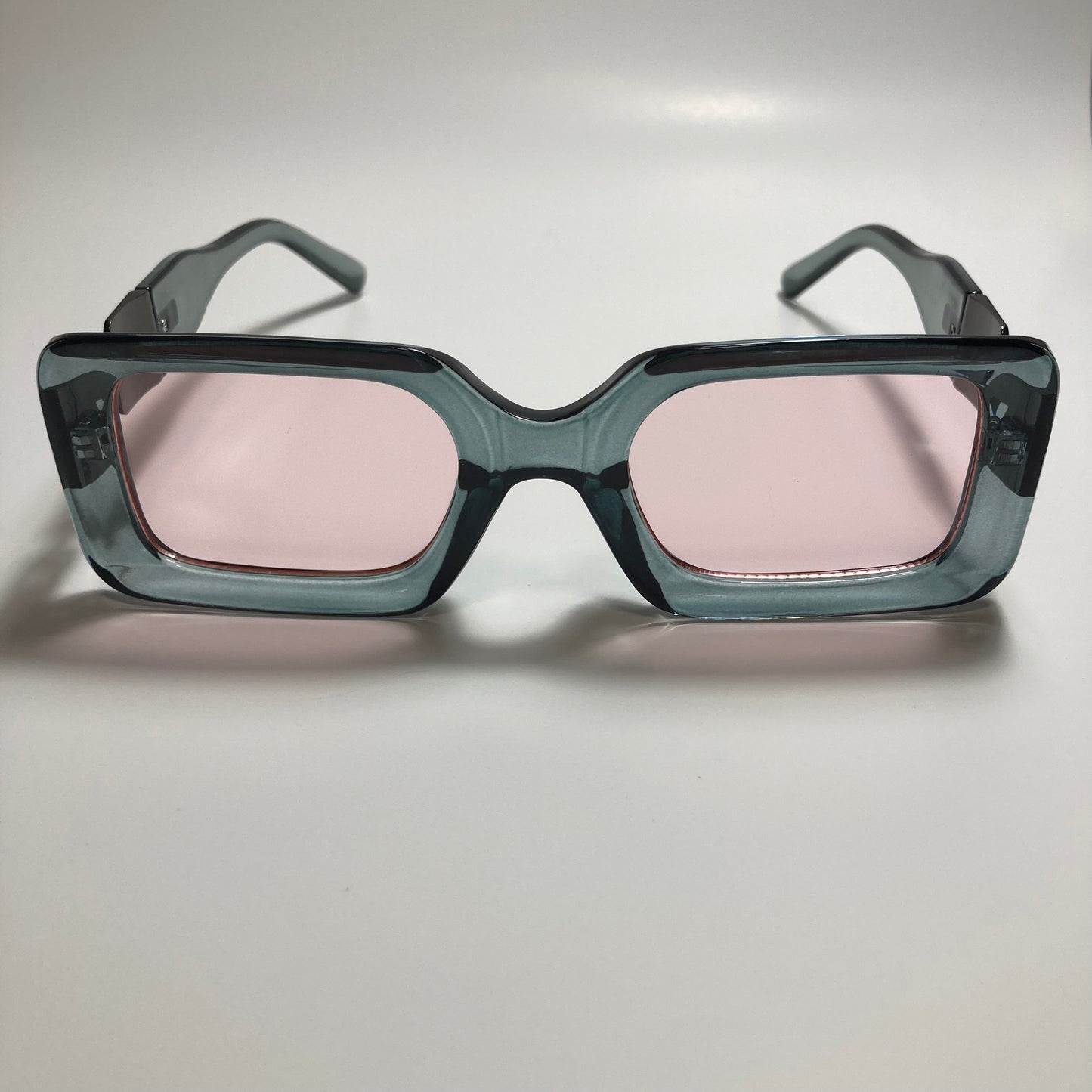 womens gray pink and silver square sunglasses