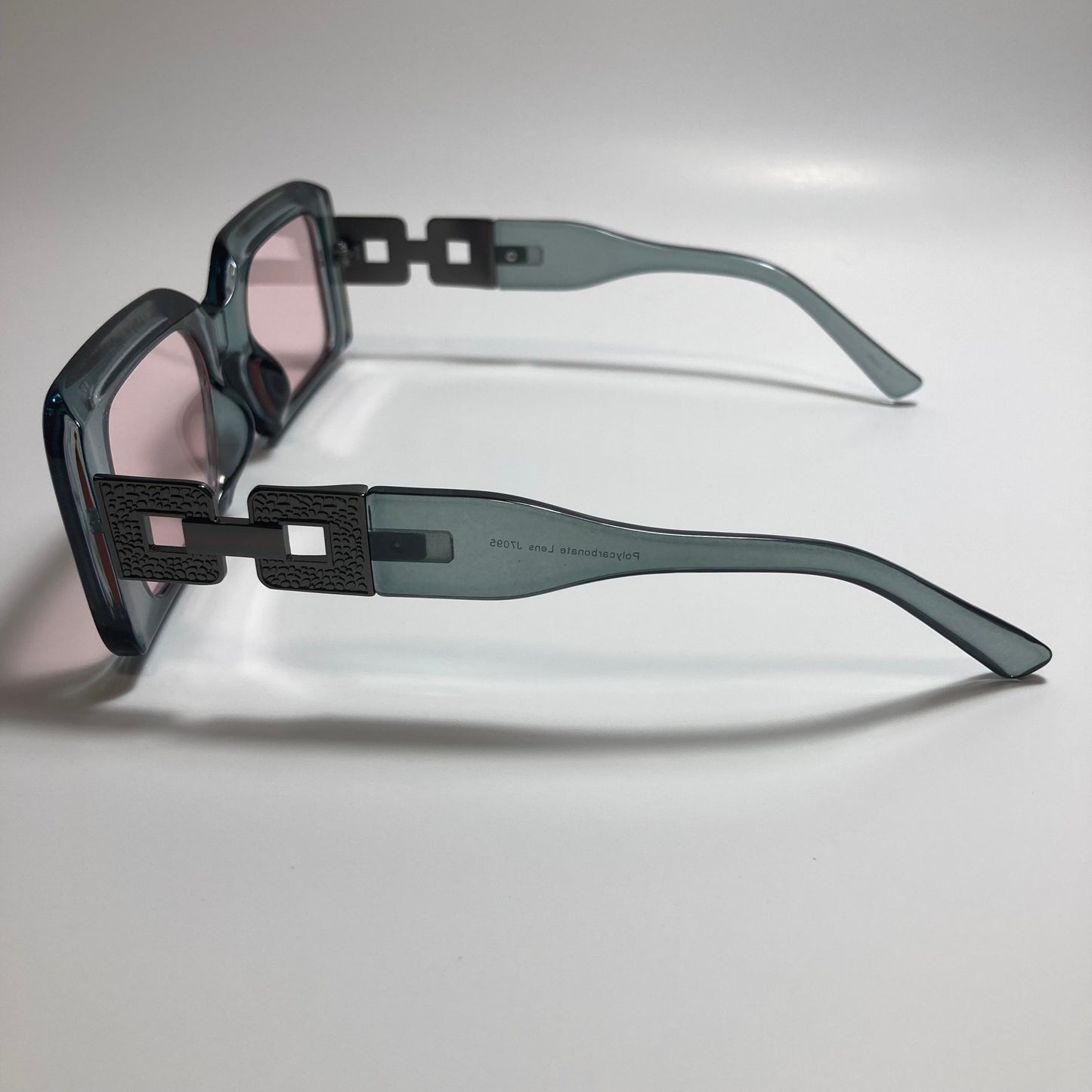 womens gray pink and silver square sunglasses