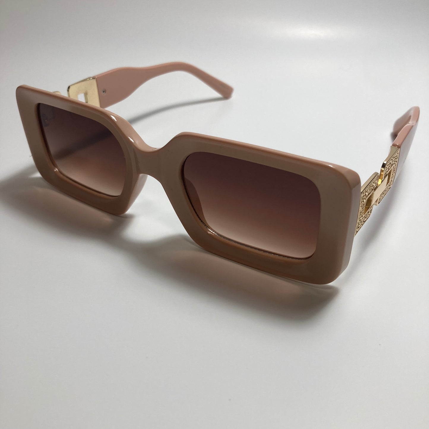 womens pink and gold square sunglasses