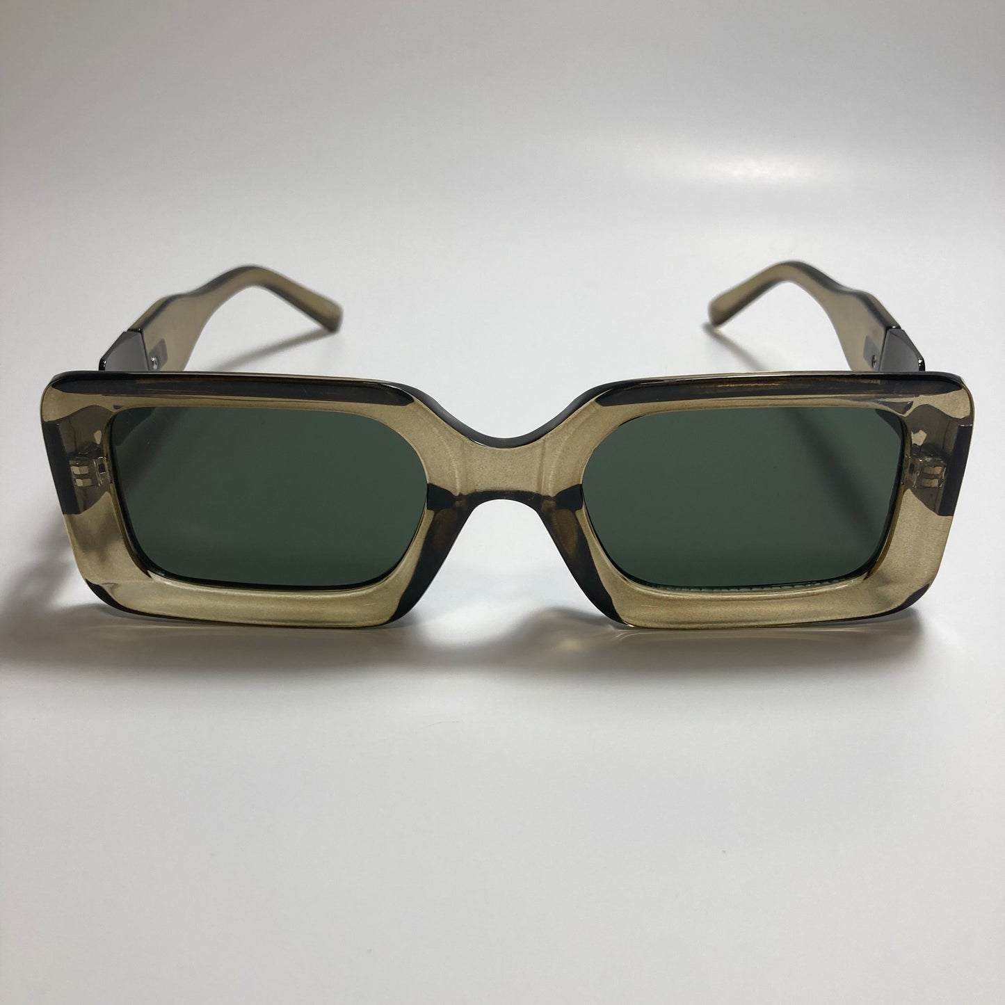 womens gray green and silver square sunglasses