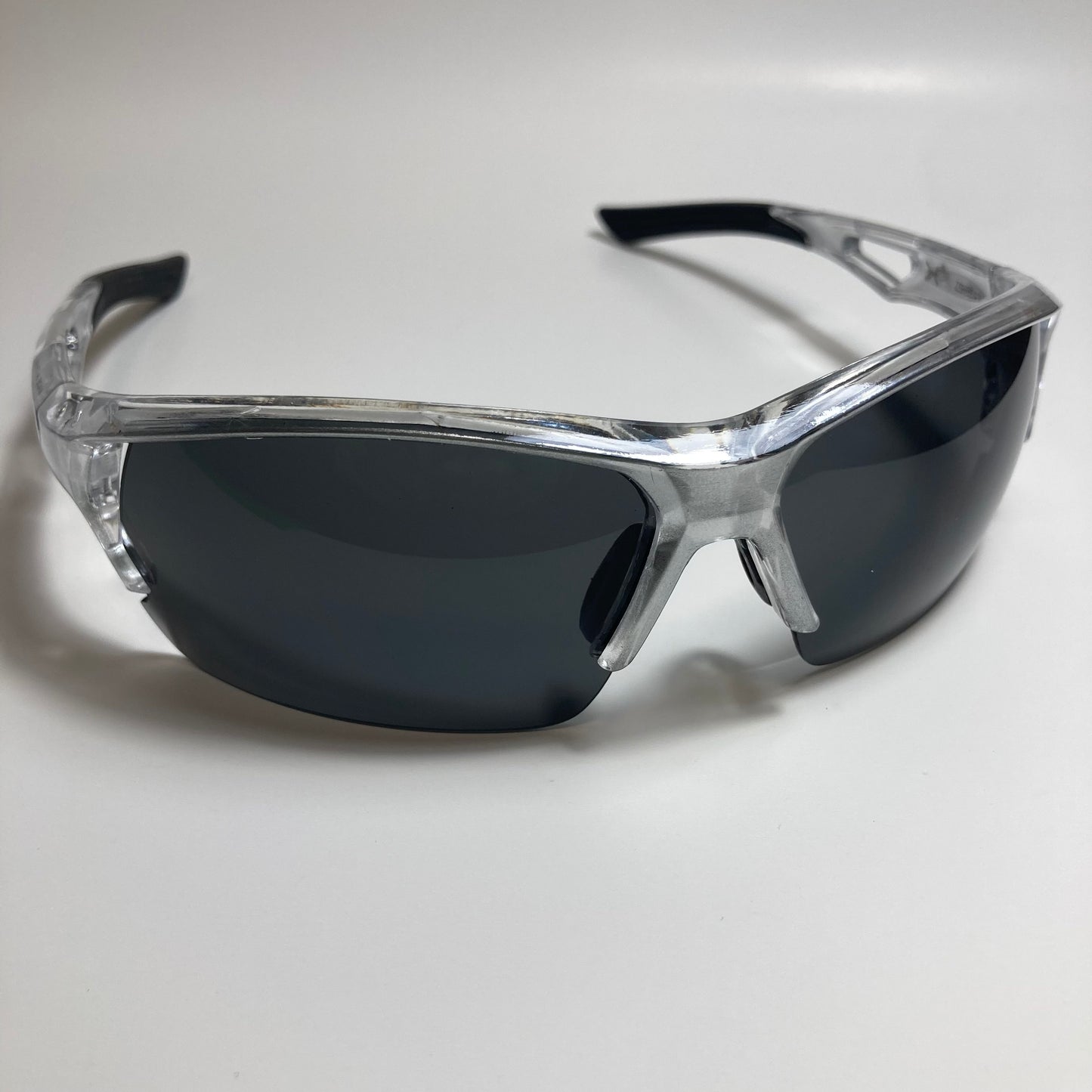 mens clear and black wrap around sunglasses