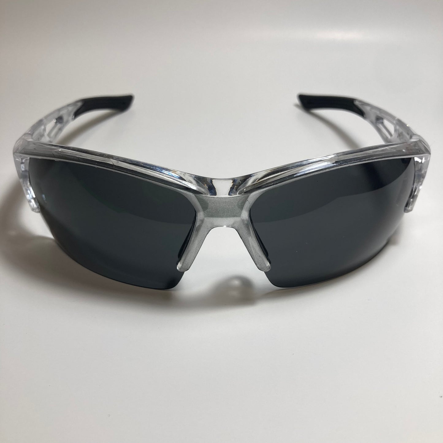 mens clear and black wrap around sunglasses