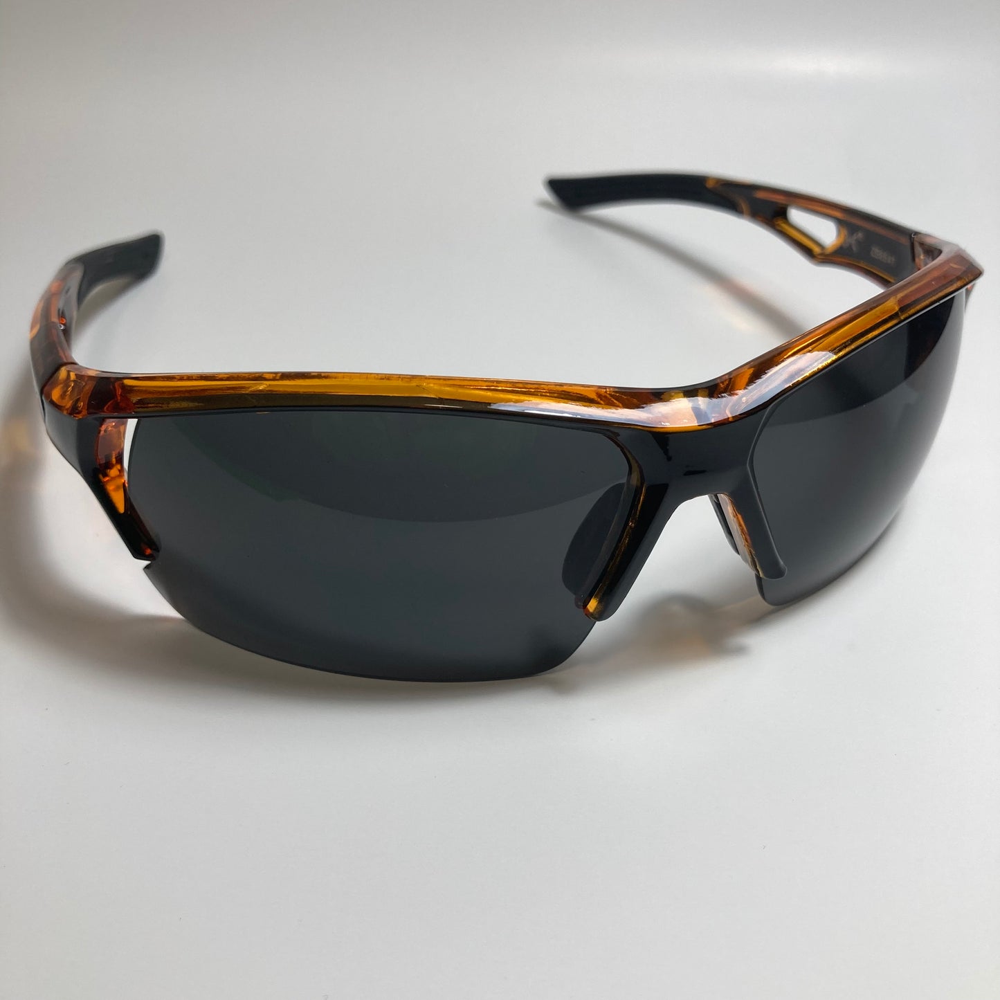 mens orange and black wrap around sunglasses