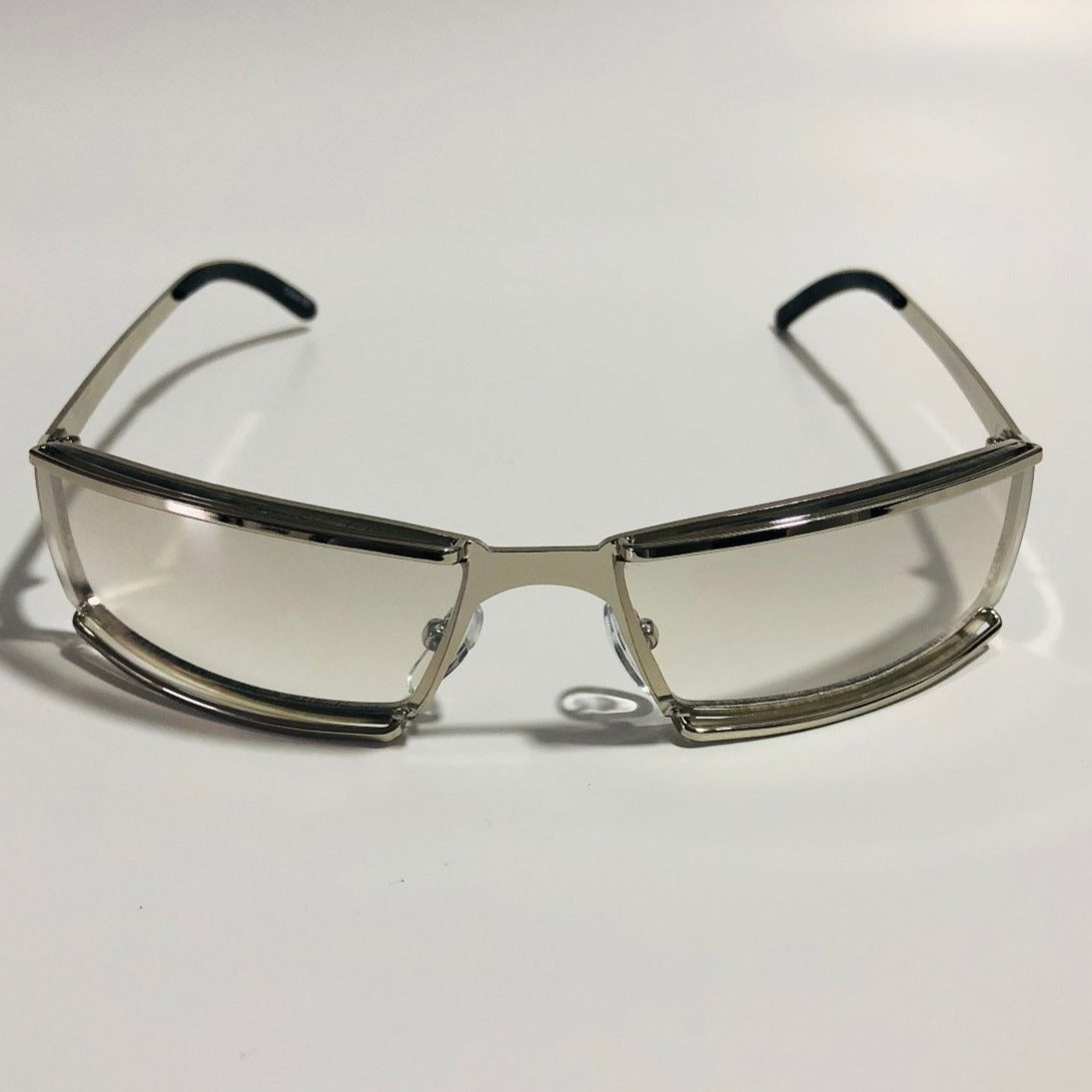 mens and womens silver wrap sunglasses with clear lenses