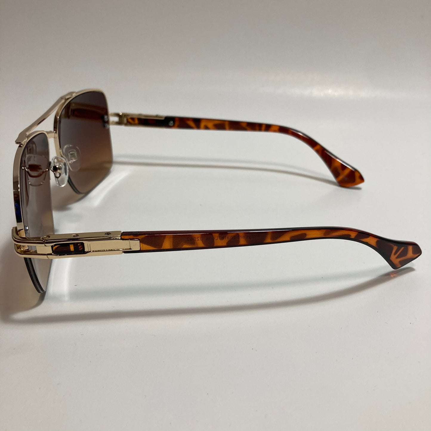 mens brown and gold square aviator sunglasses