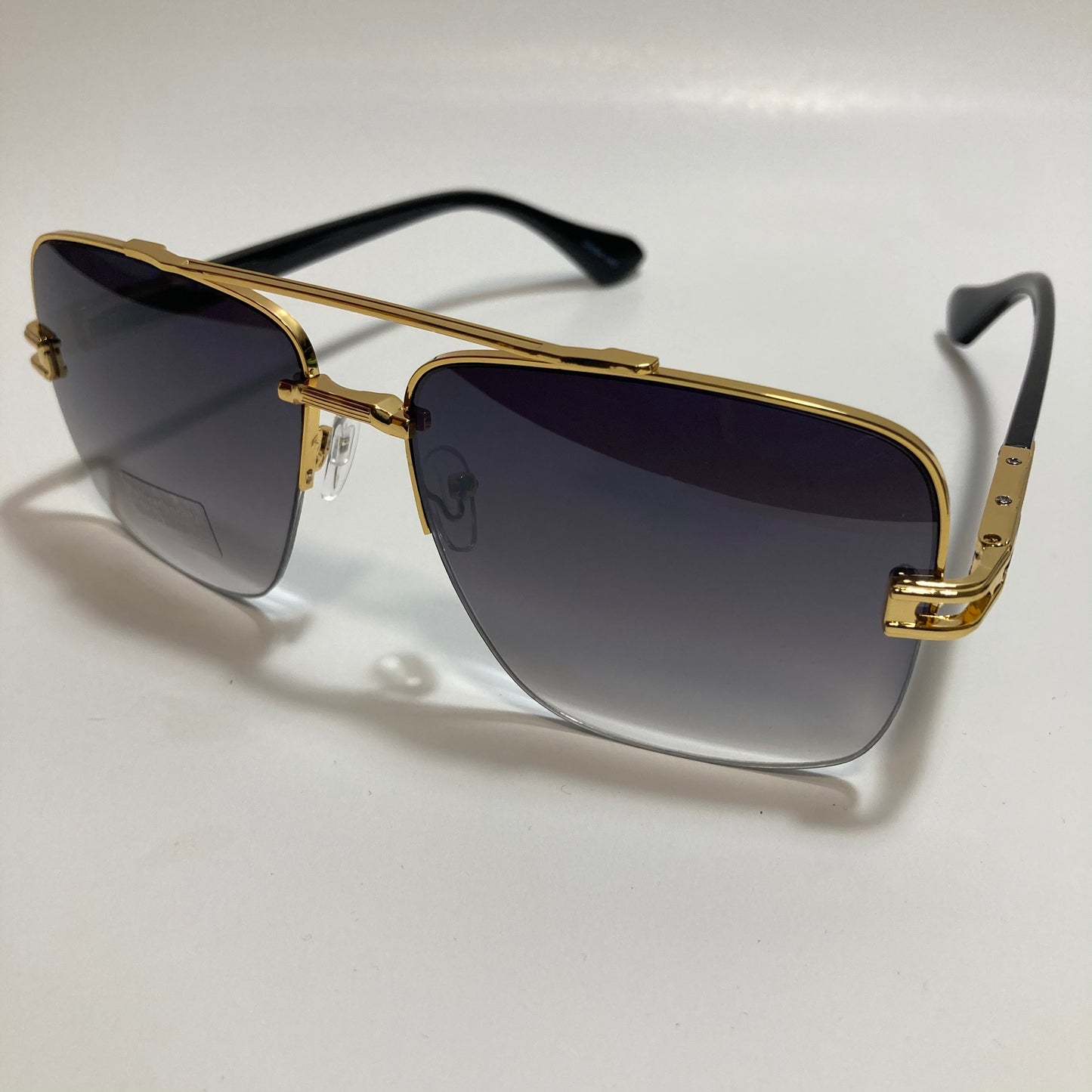 mens black and gold square aviator sunglasses