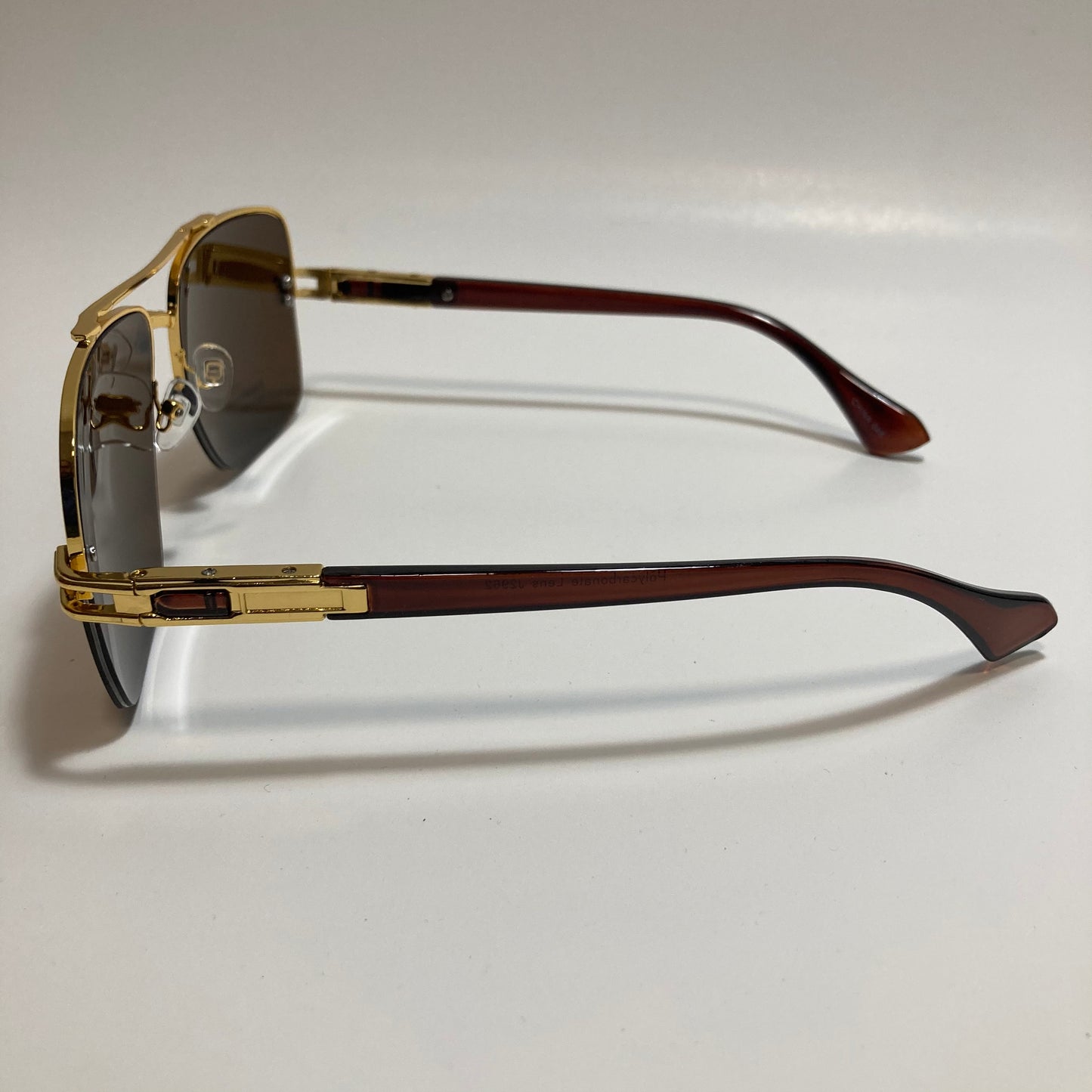 mens brown and gold square aviator sunglasses