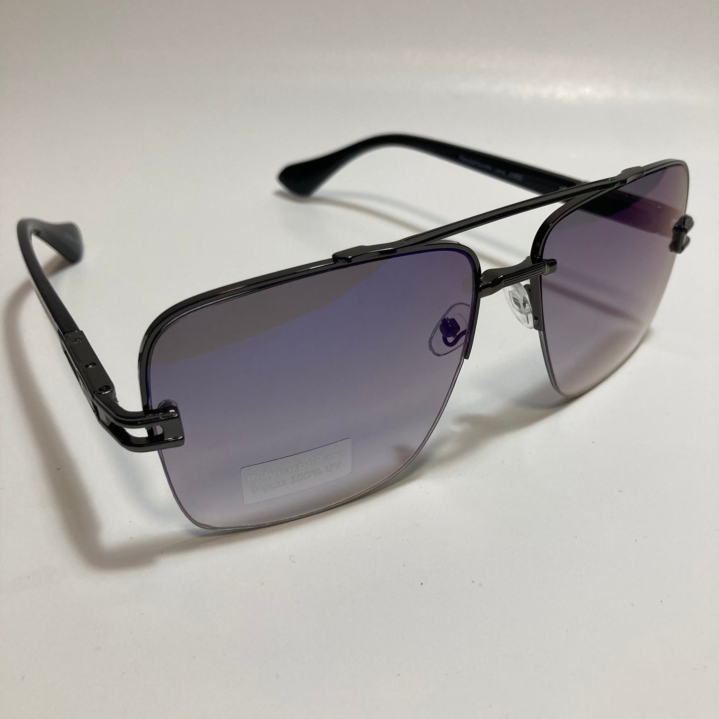 mens blue and black mirrored square aviator sunglasses