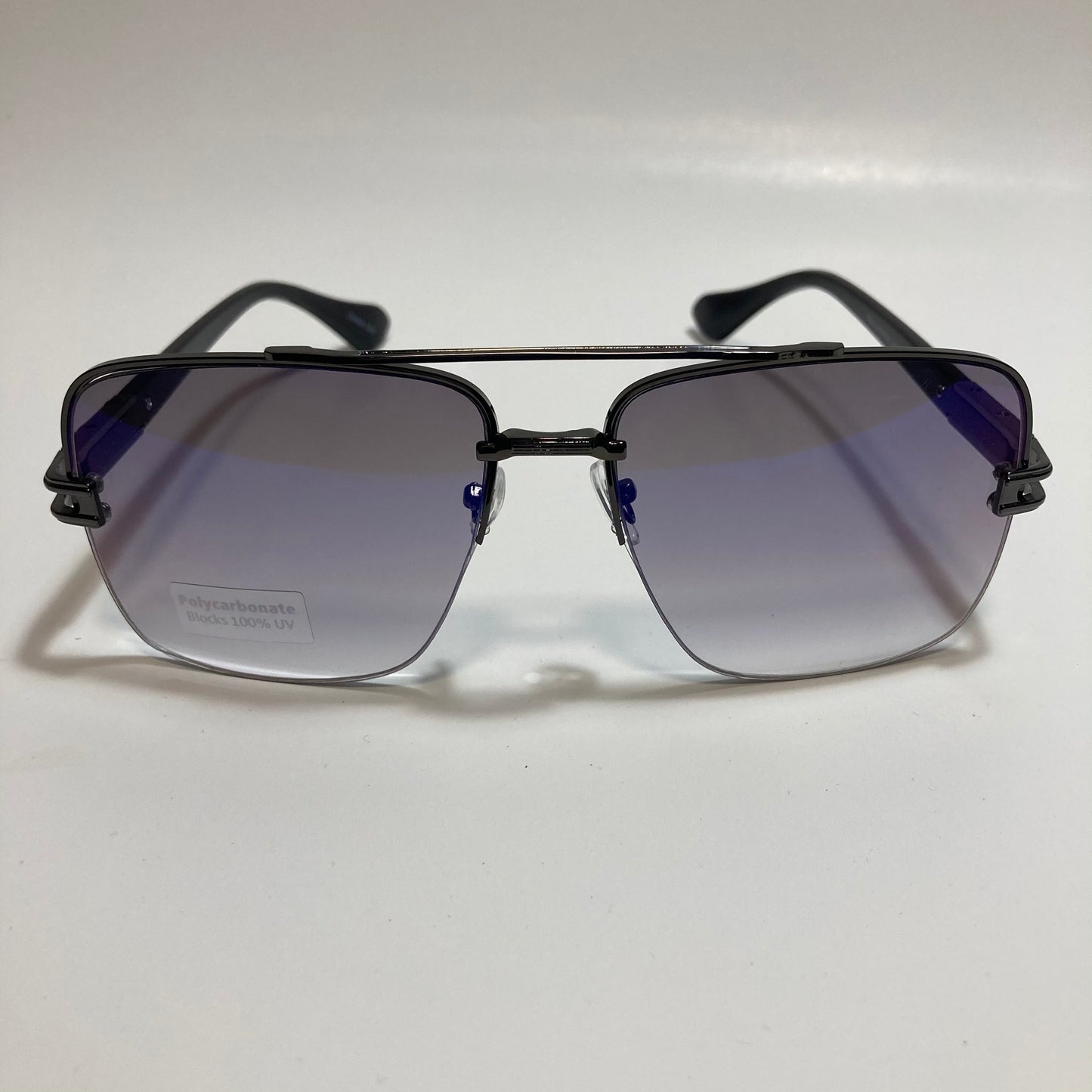 mens blue and black mirrored square aviator sunglasses