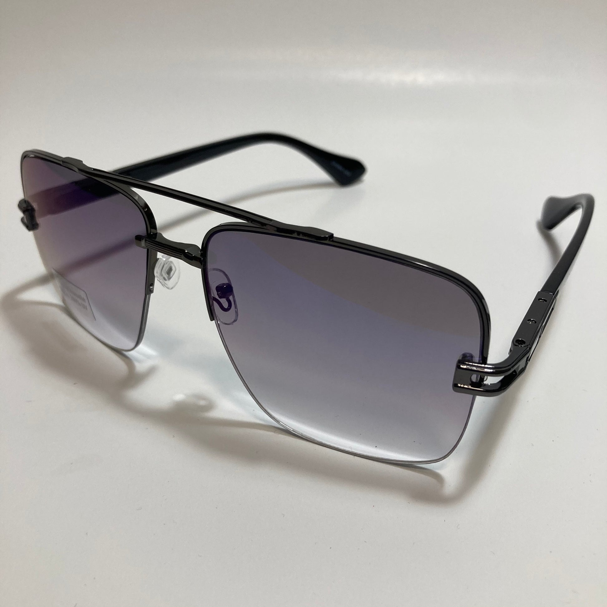 mens blue and black mirrored square aviator sunglasses