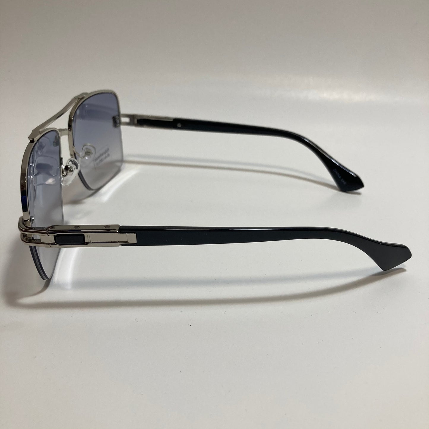 mens blue and silver square aviator sunglasses