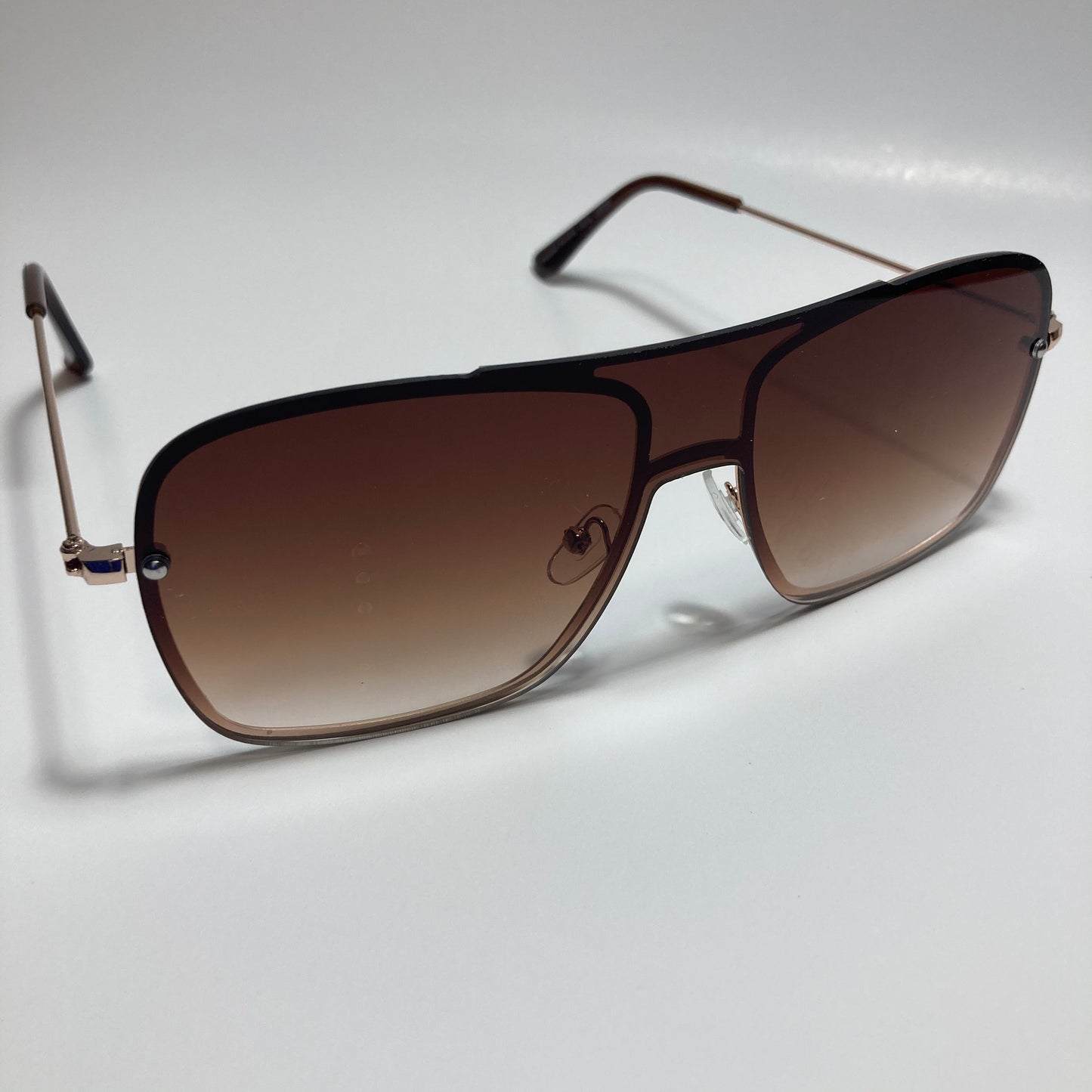 mens and womens brown and gold shield aviator sunglasses
