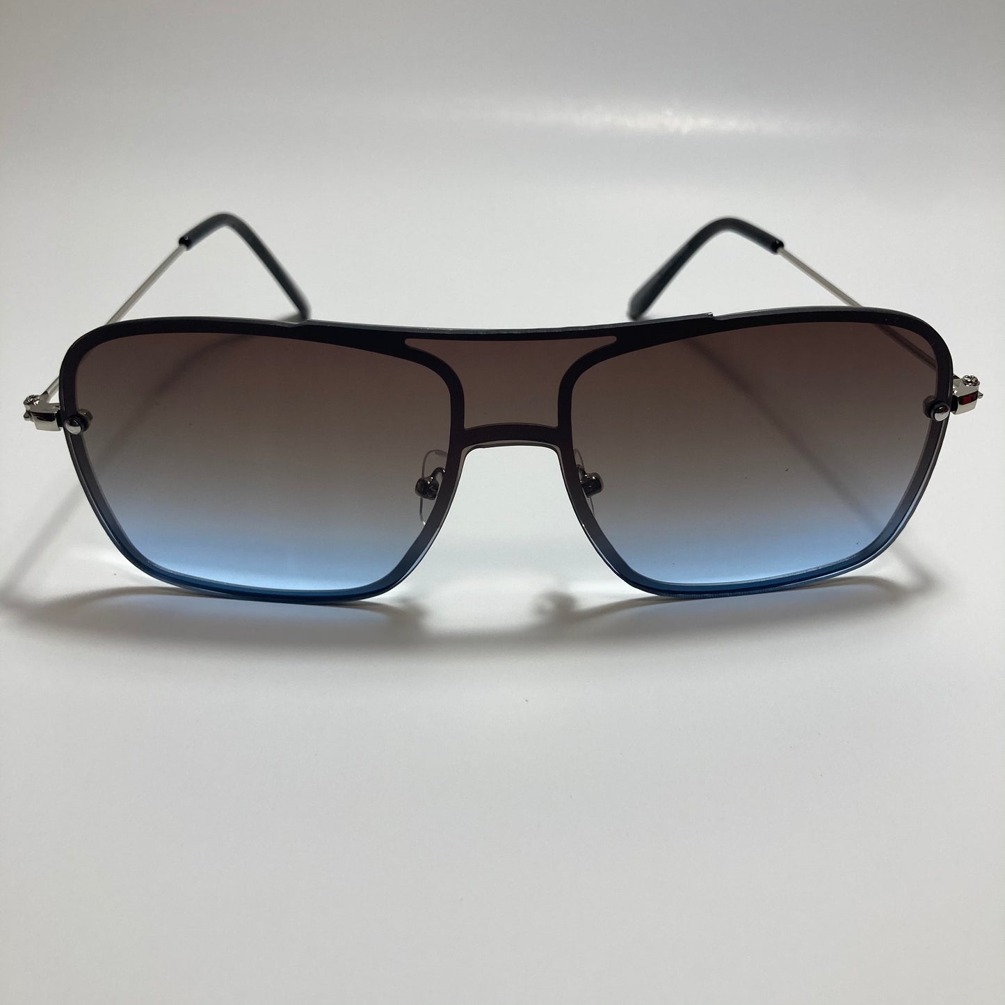 mens and womens black and silver shield aviator sunglasses